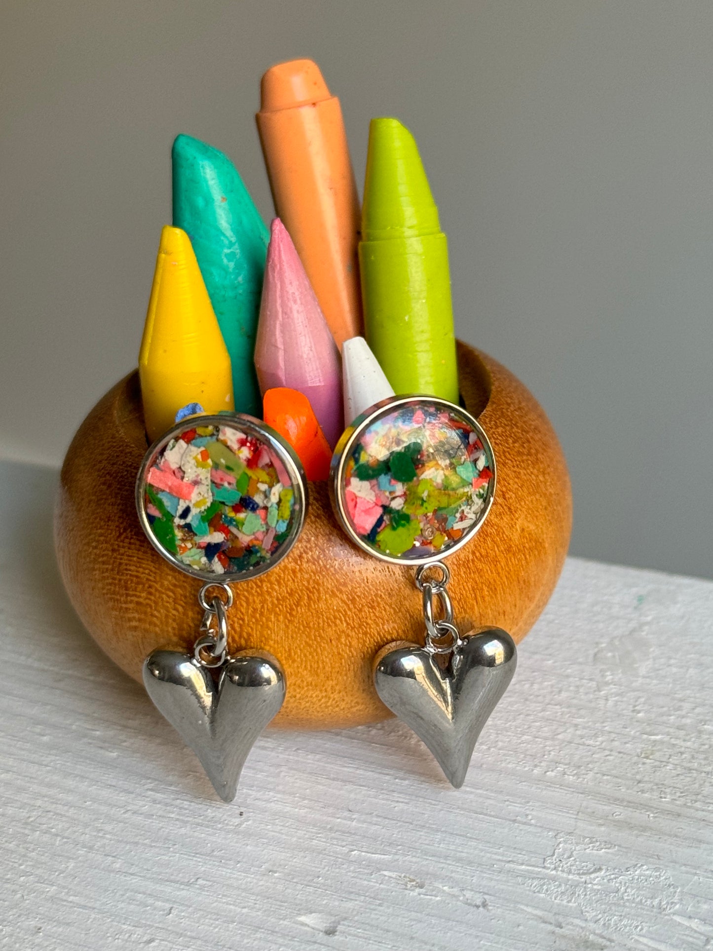 Multicolored Bubble Heart Earrings