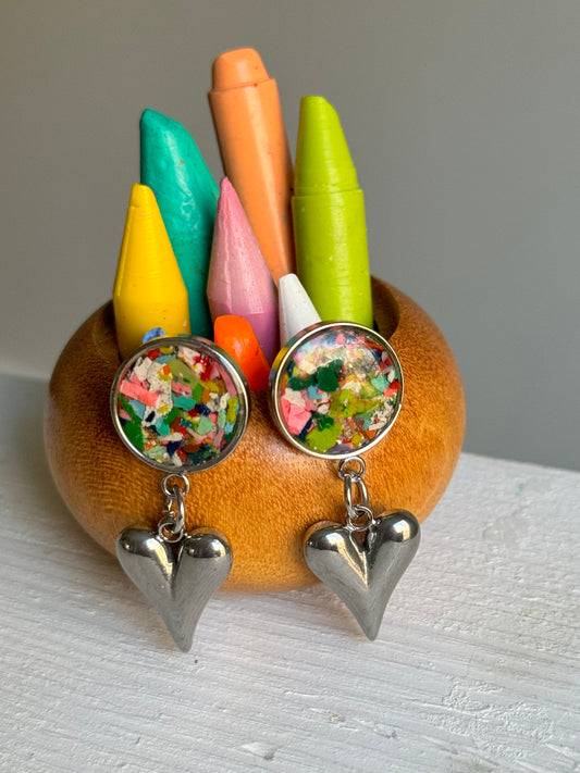 Pendientes con forma de corazón de burbujas multicolor