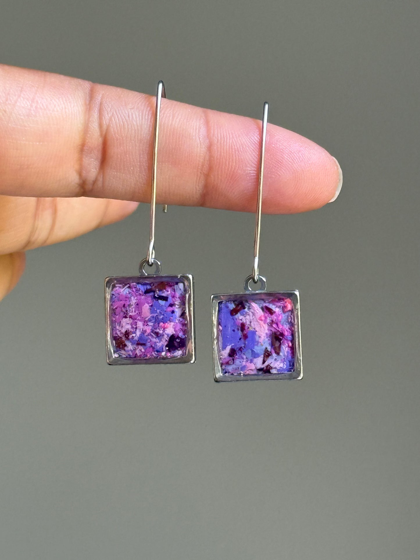 Prisma Hook Earrings (Purples - Square)