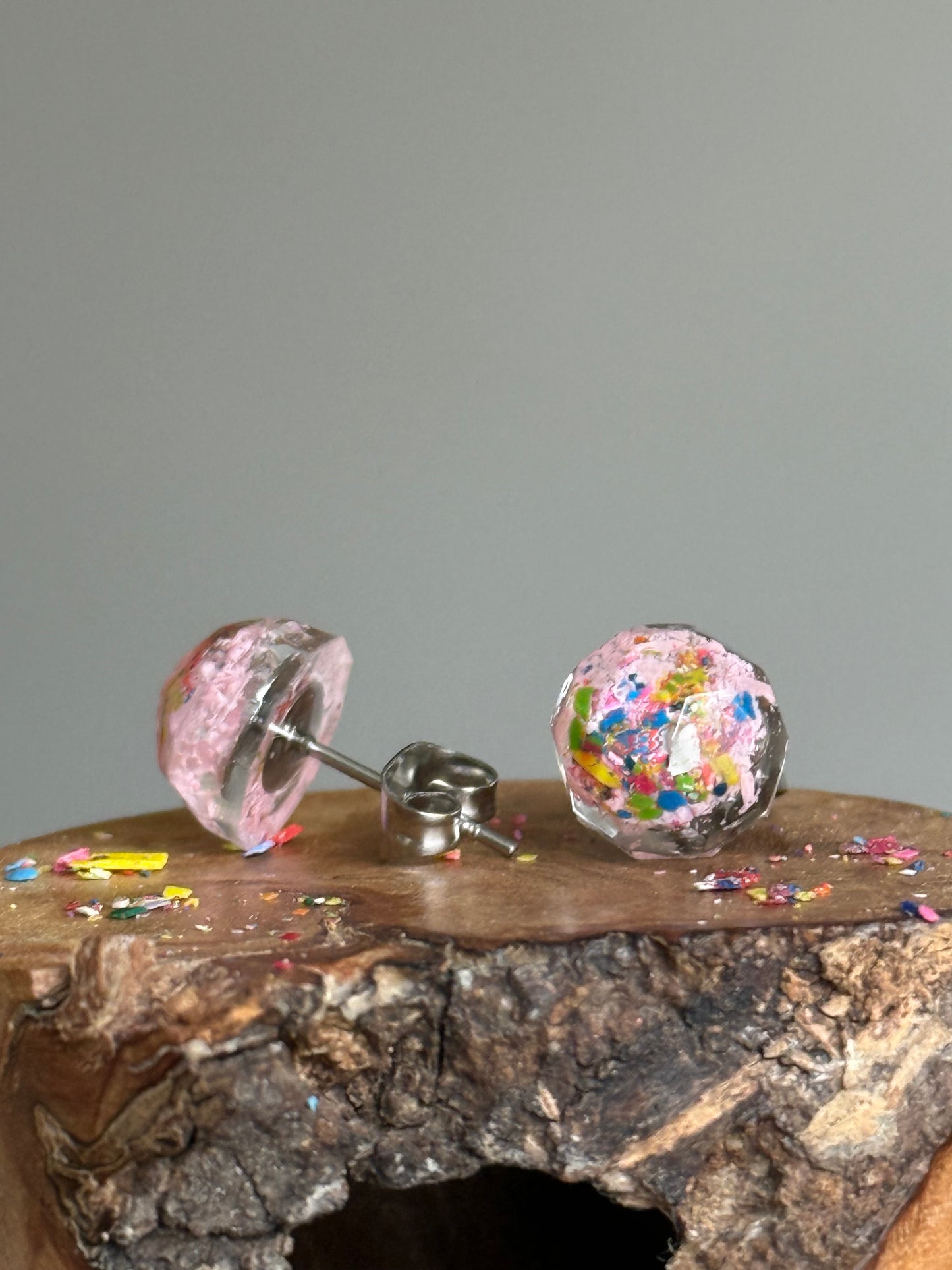 Freckled Light Pink Round Studs