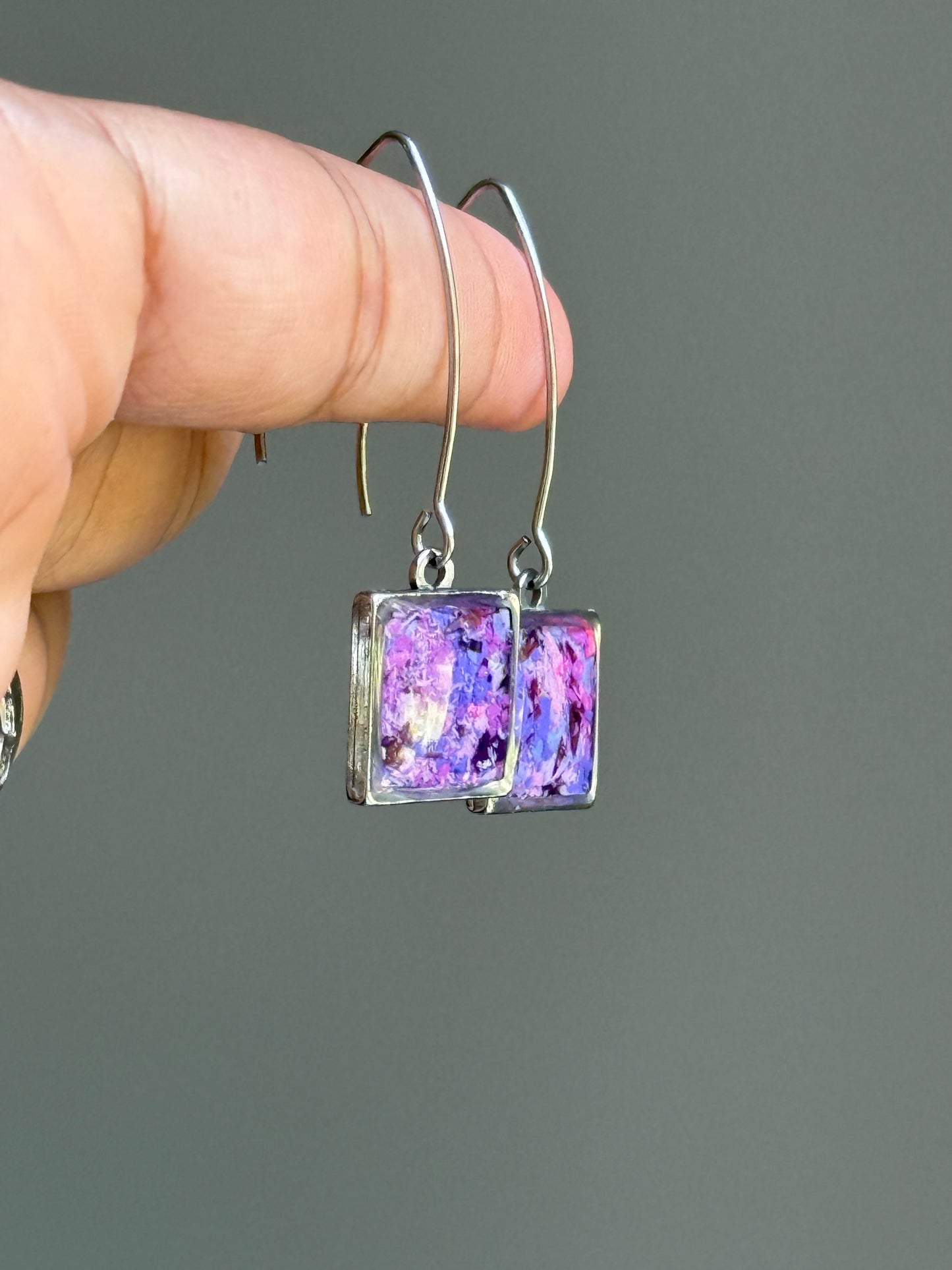 Prisma Hook Earrings (Purples - Square)