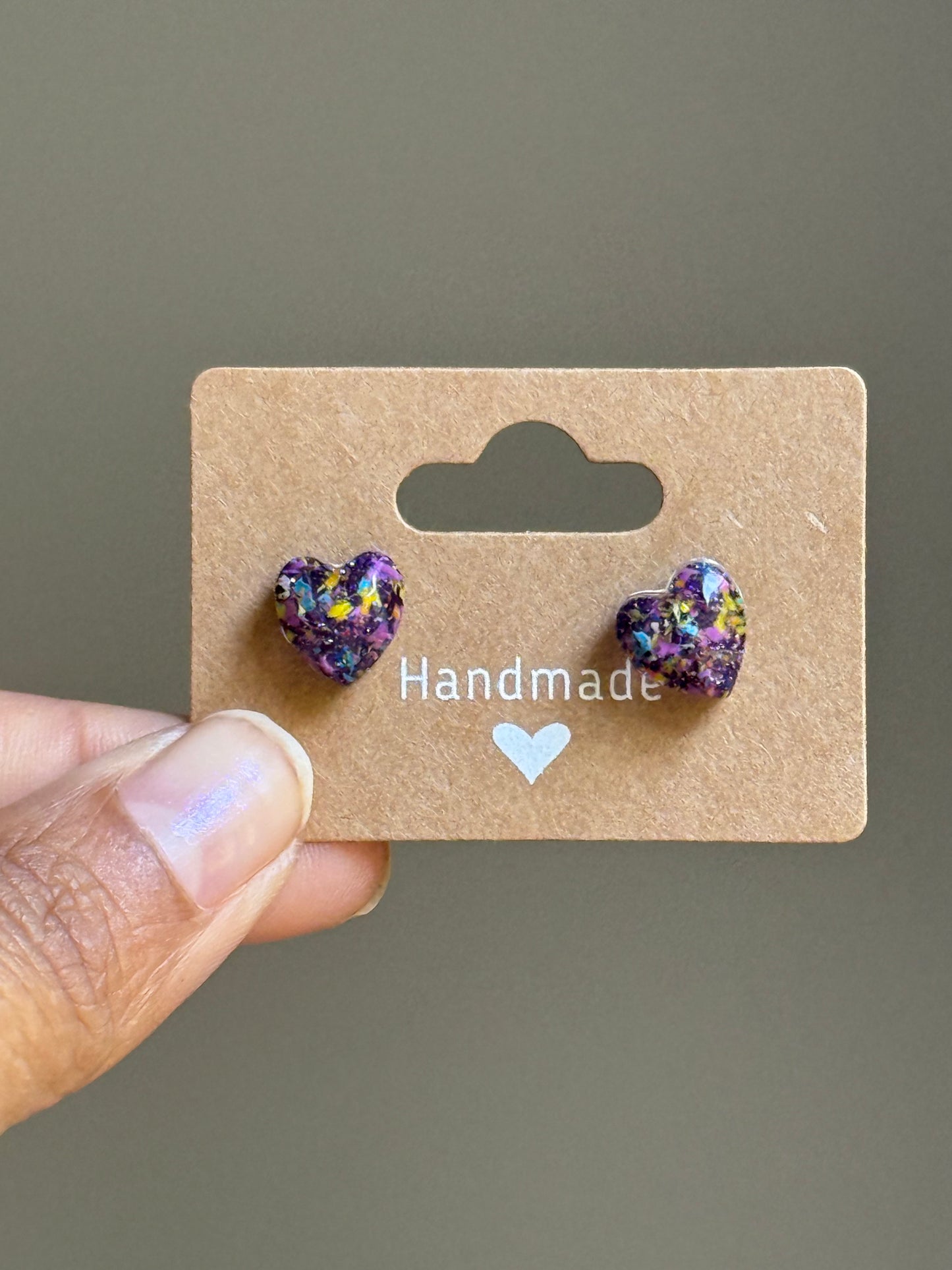 Small Heart Crayonfetti Studs (Milky Way)