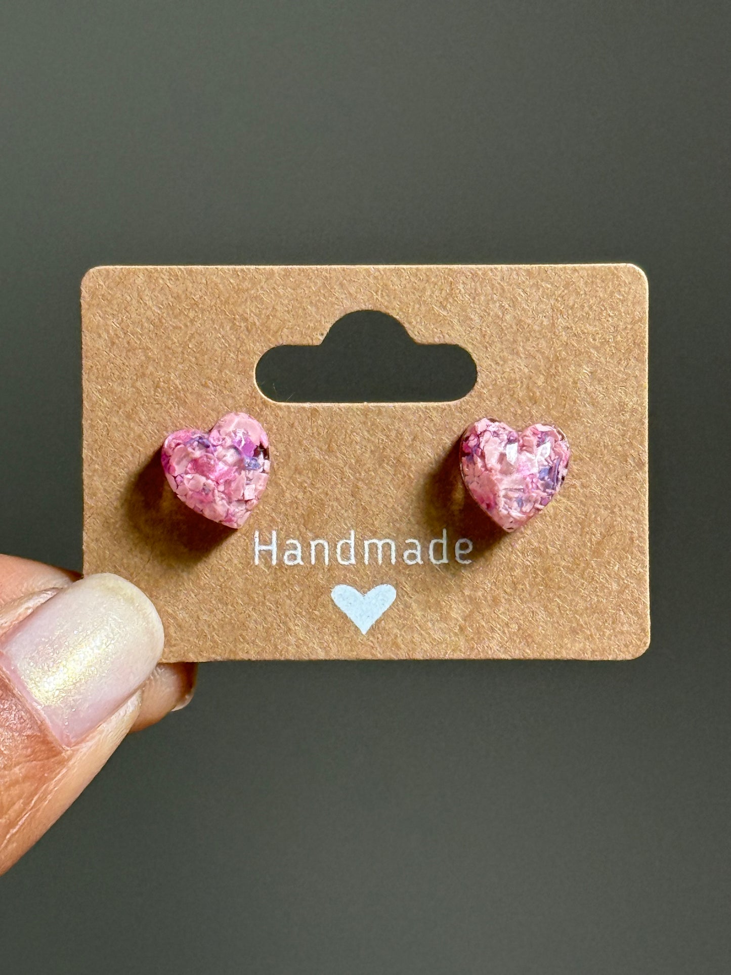 Small Heart Studs (Shades of Light Pink)