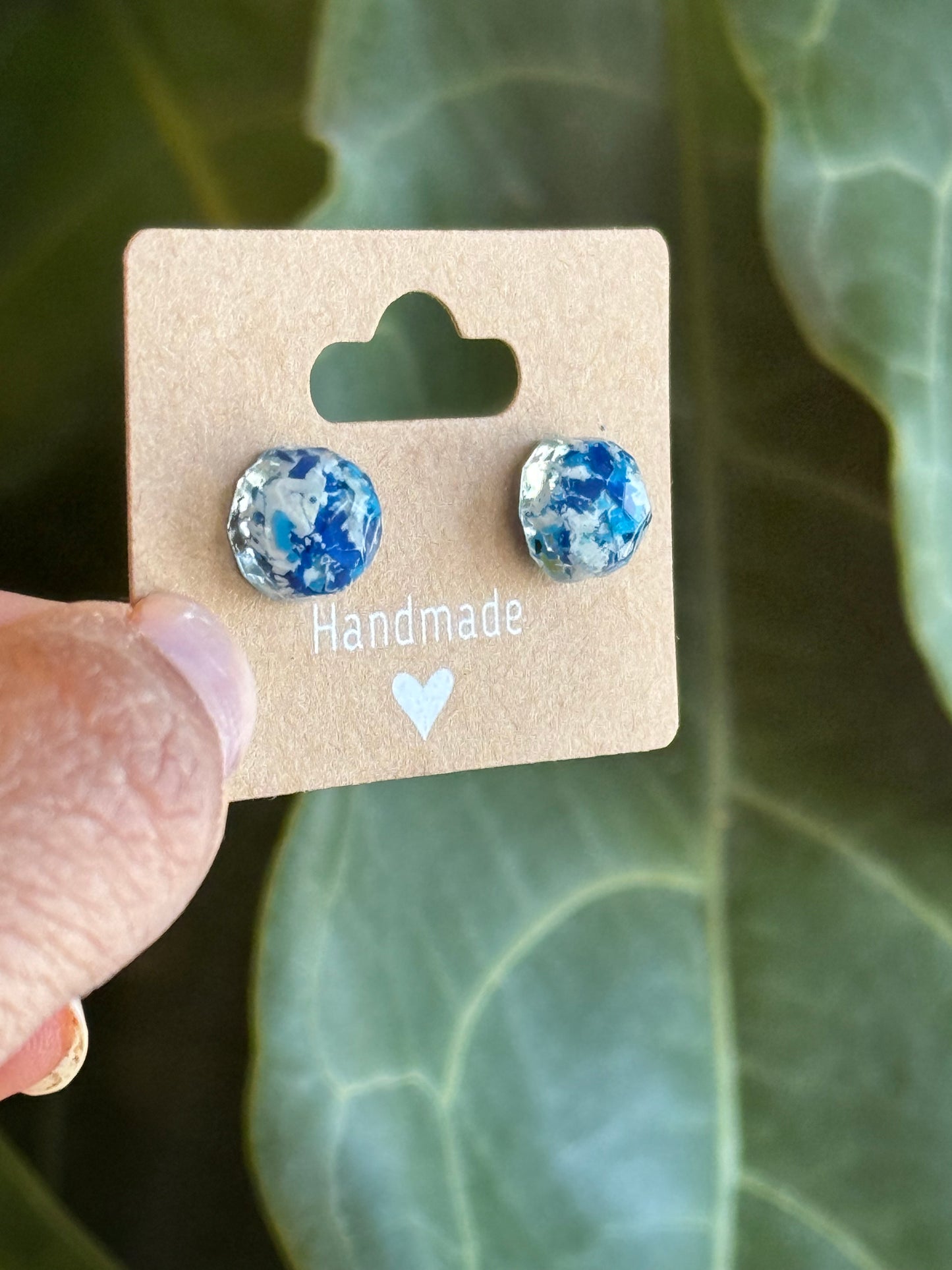Blue & White Round Studs