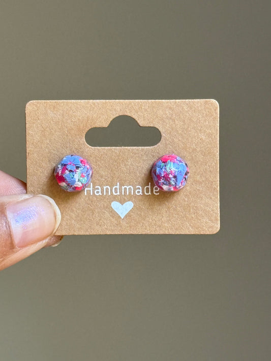 Small Round Crayonfetti Studs (Lavender Dream)
