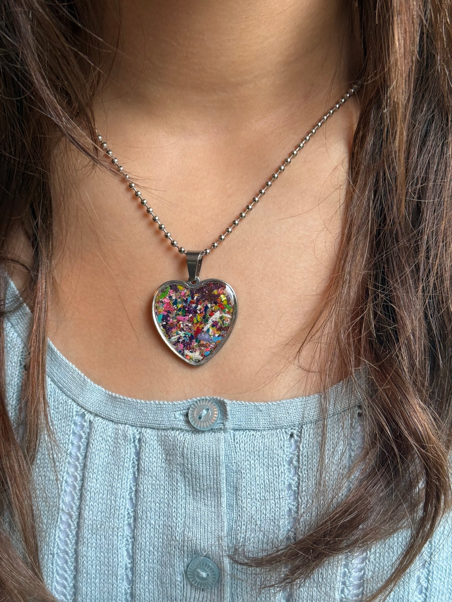 Joy Heart Pendant (Large - Metallic Purples)