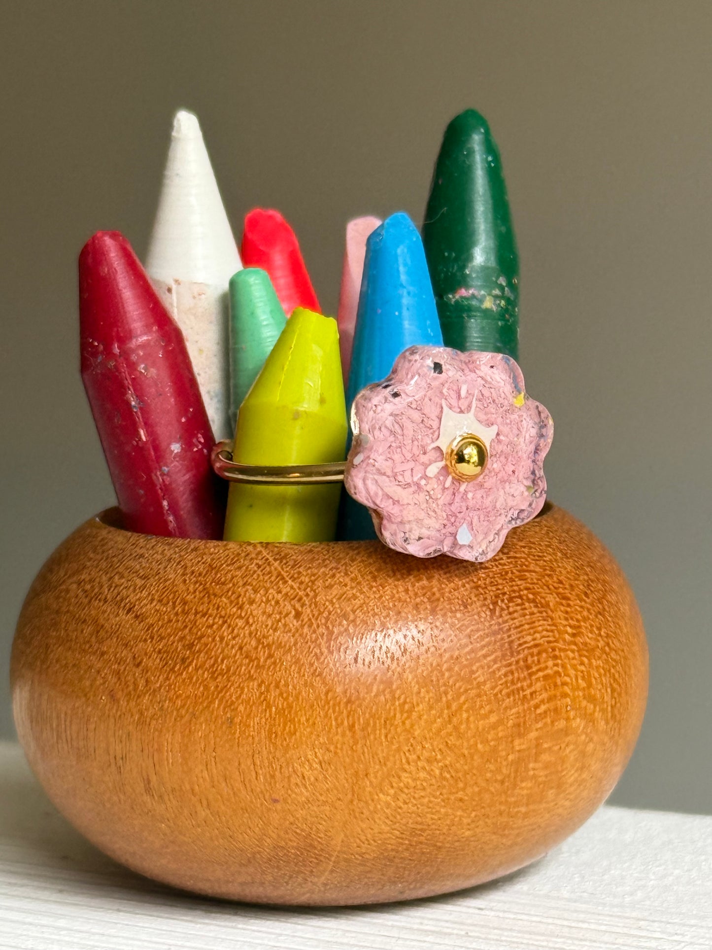 Crayon Blooms Ring (Light Pink - Gold)