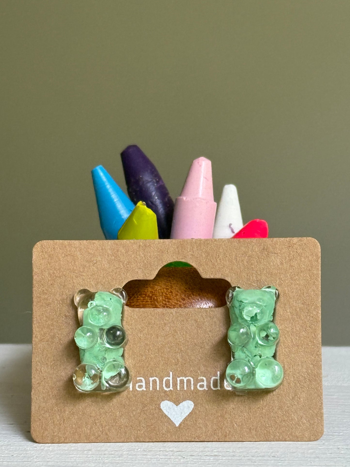 Crayon Gummy Bear Studs (Sea Green)