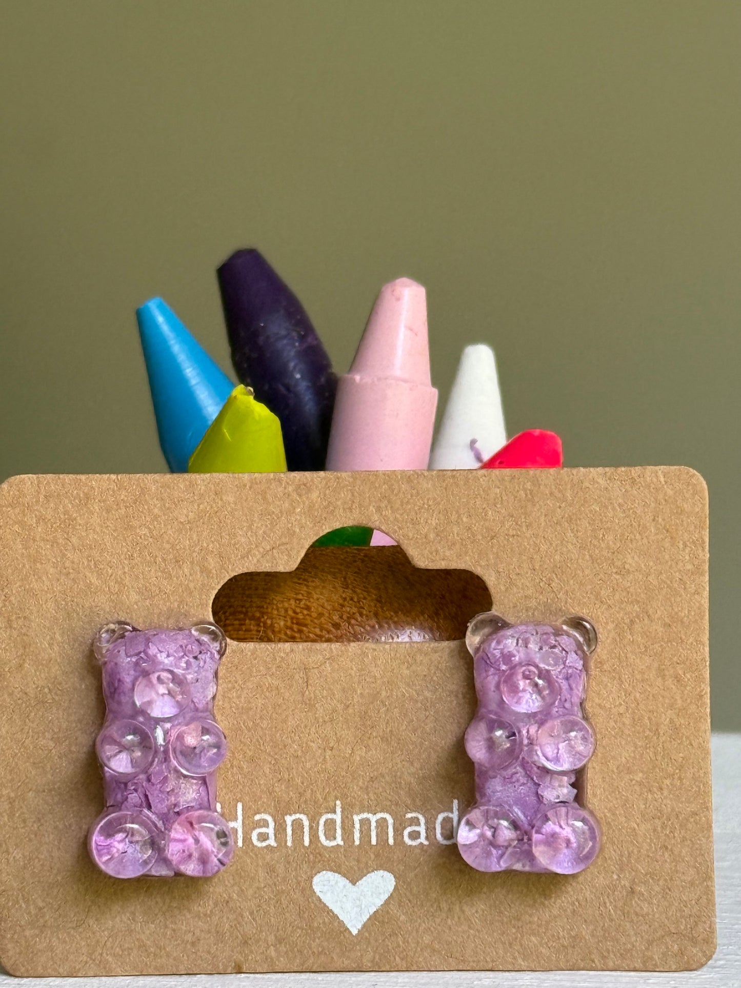 Crayon Gummy Bear Studs (Orchid)
