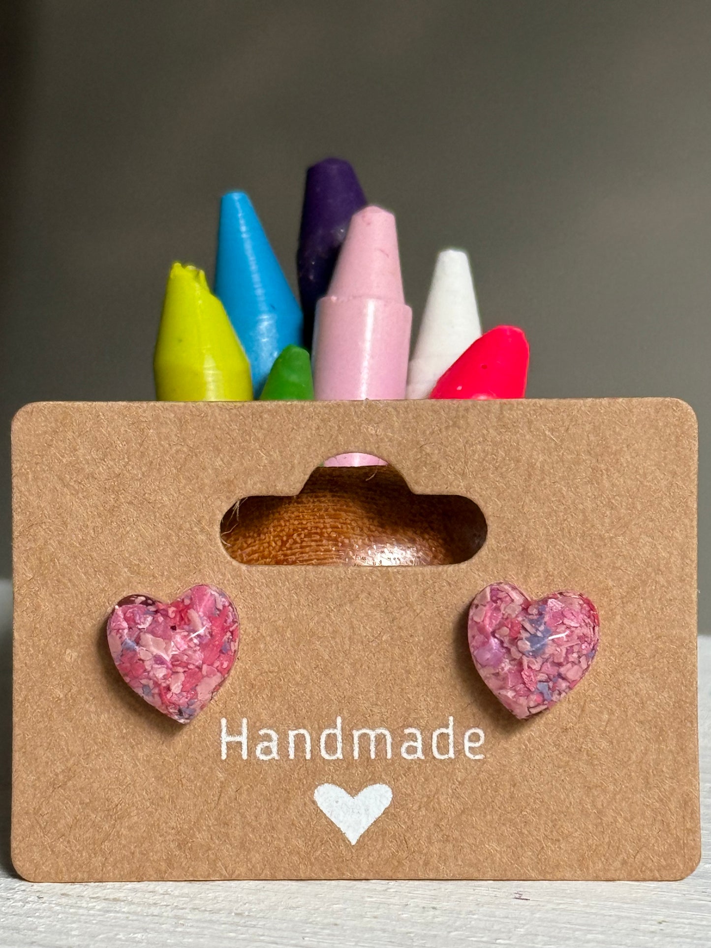 Small Heart Studs (Shades of Dark Pink)