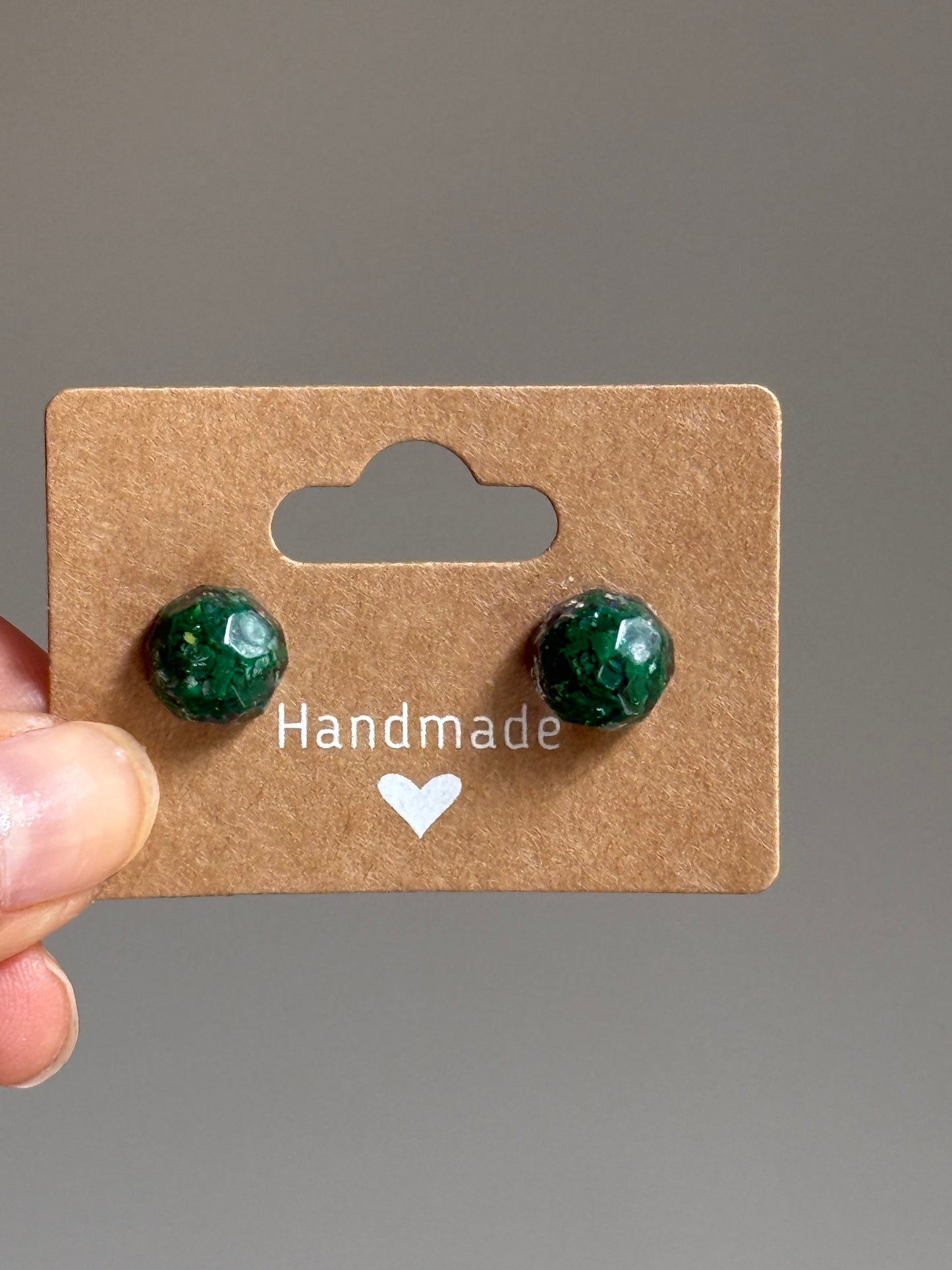 Small Round Crayonfetti Studs (Emerald)
