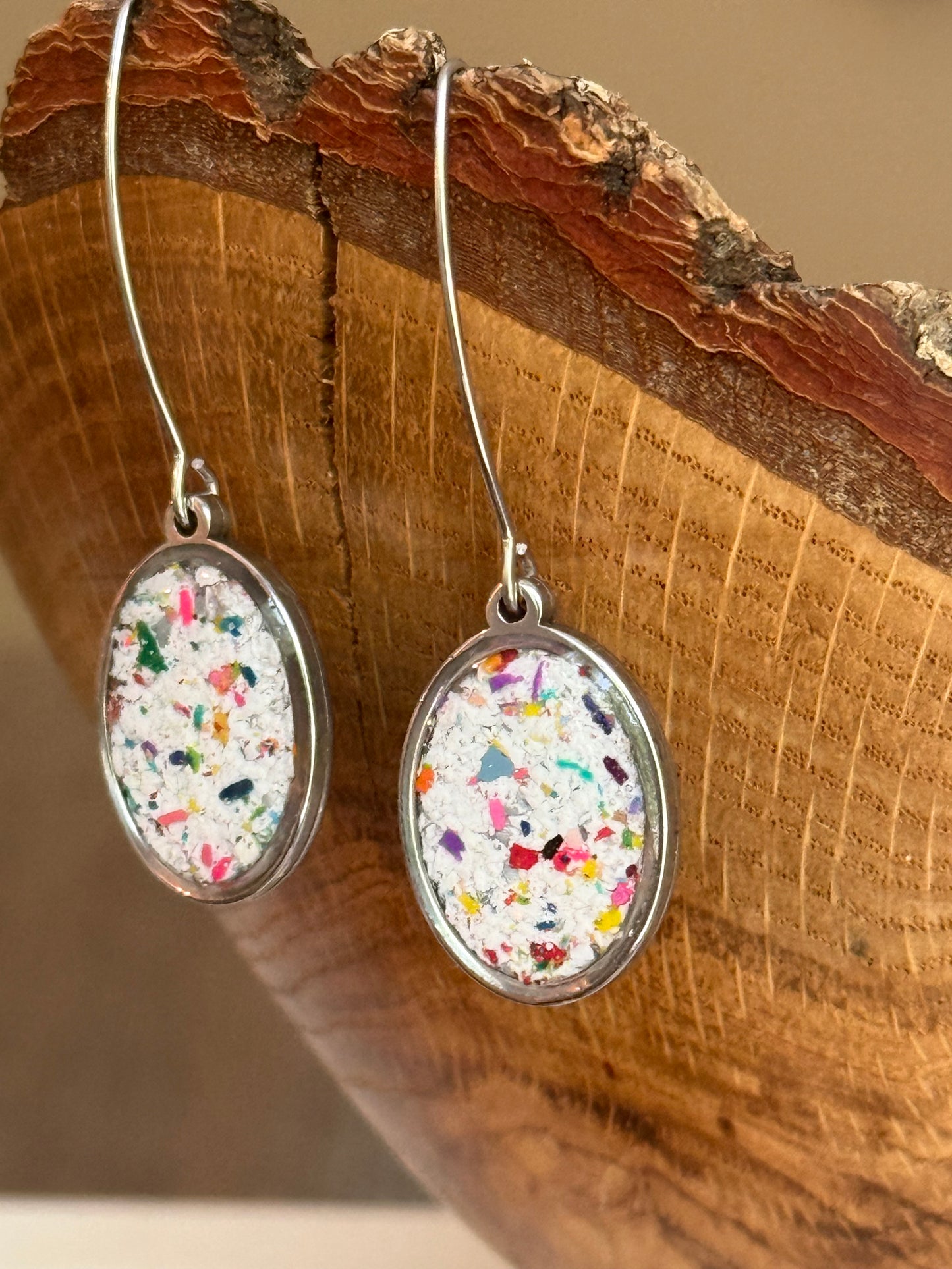 Prisma Oval Hook Earrings (White Dove)