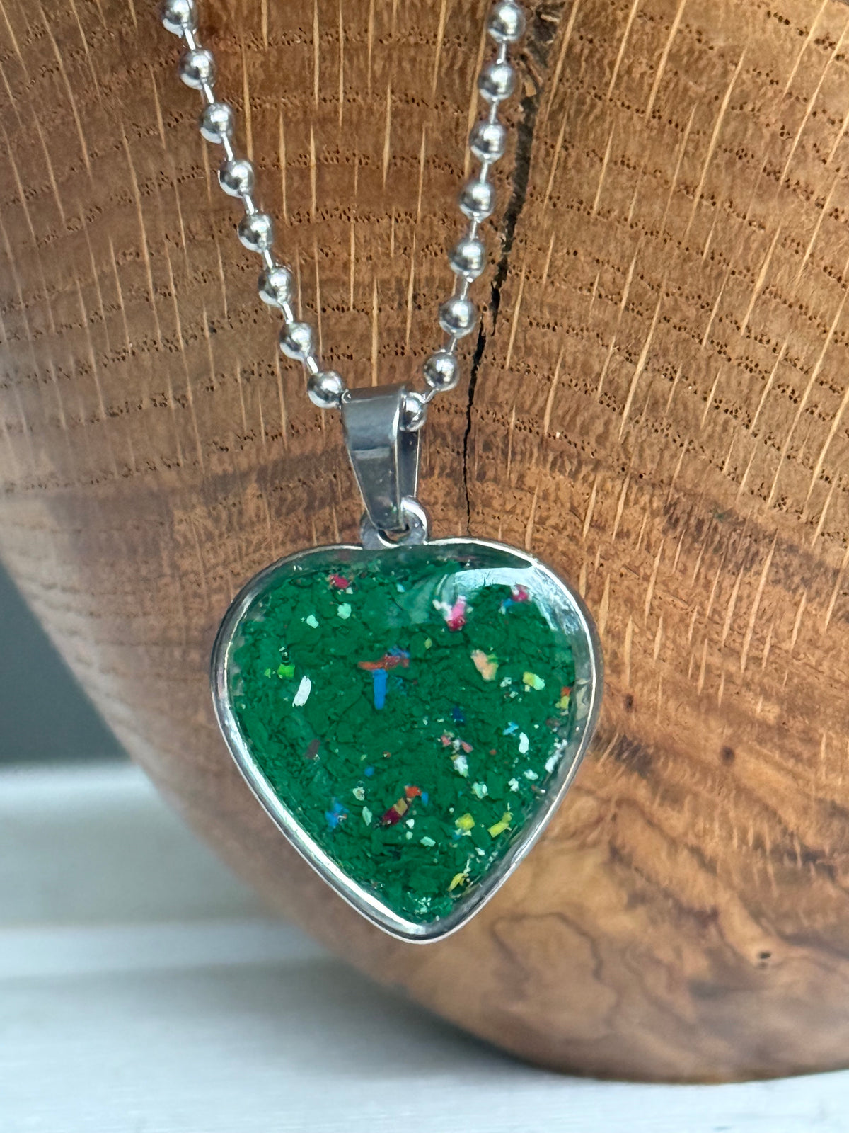 Freckled Green Heart Pendant
