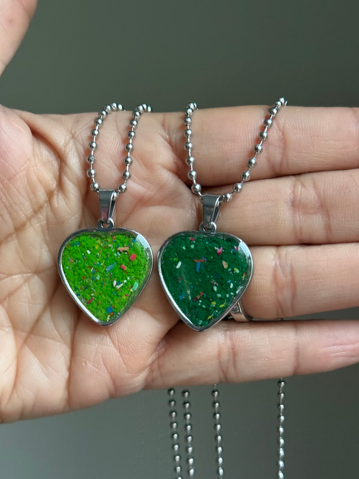 Freckled Green Heart Pendant