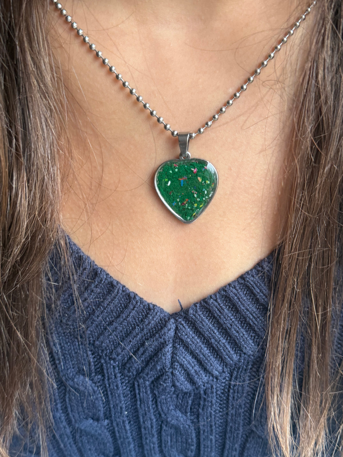 Freckled Green Heart Pendant