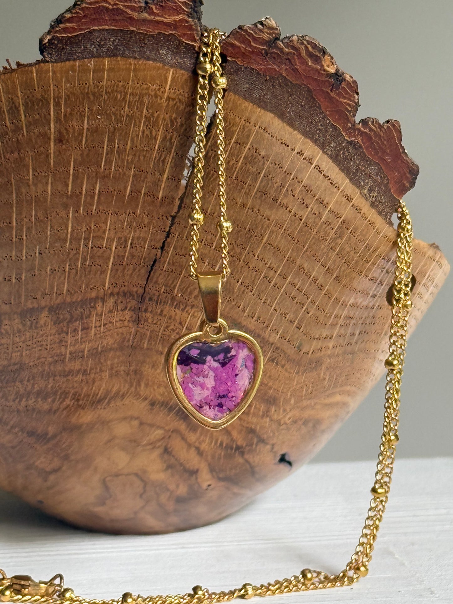 Sarai Small Crayon Heart Pendant (Purples - Gold)