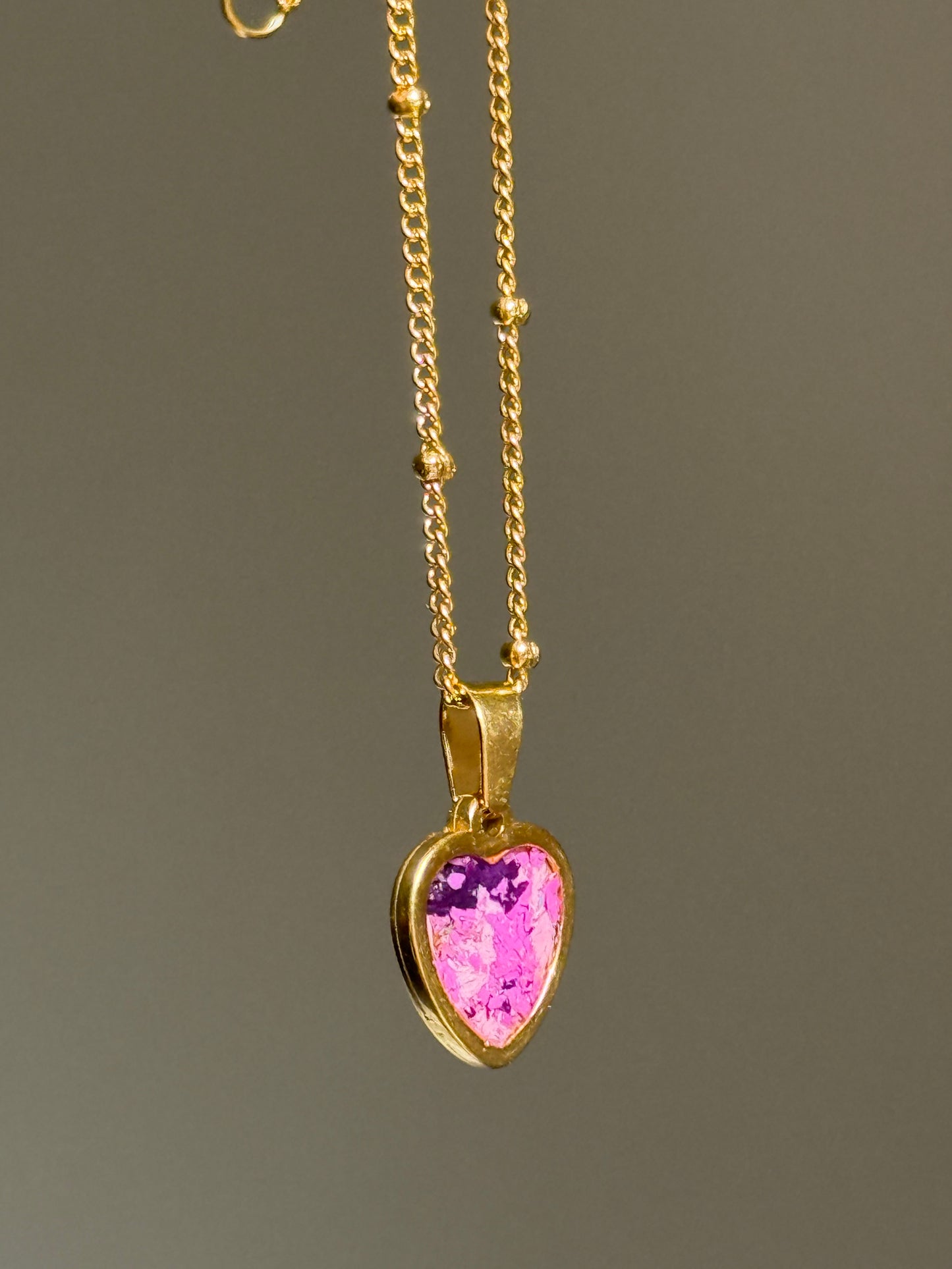 Sarai Small Crayon Heart Pendant (Purples - Gold)