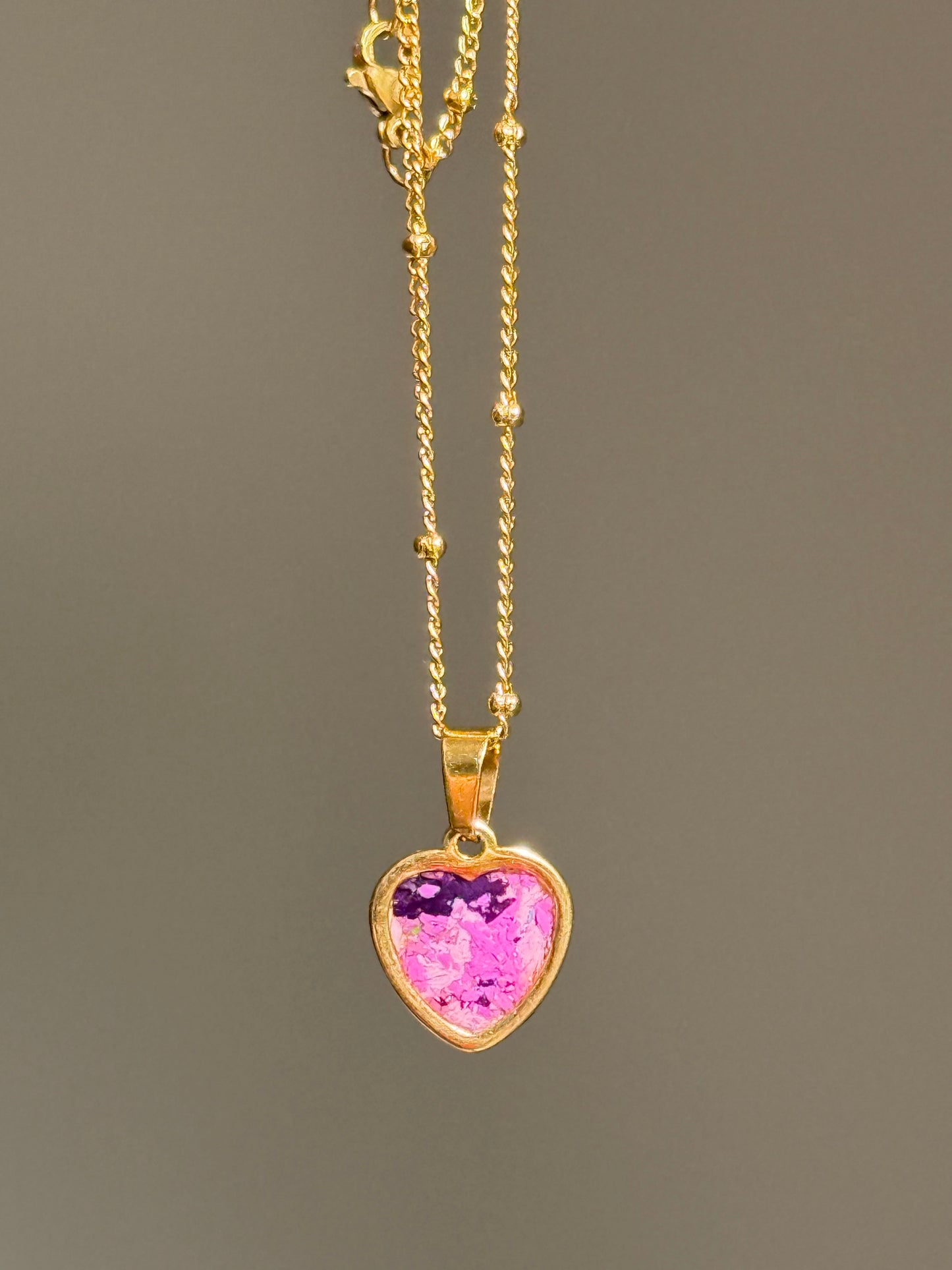 Sarai Small Crayon Heart Pendant (Purples - Gold)
