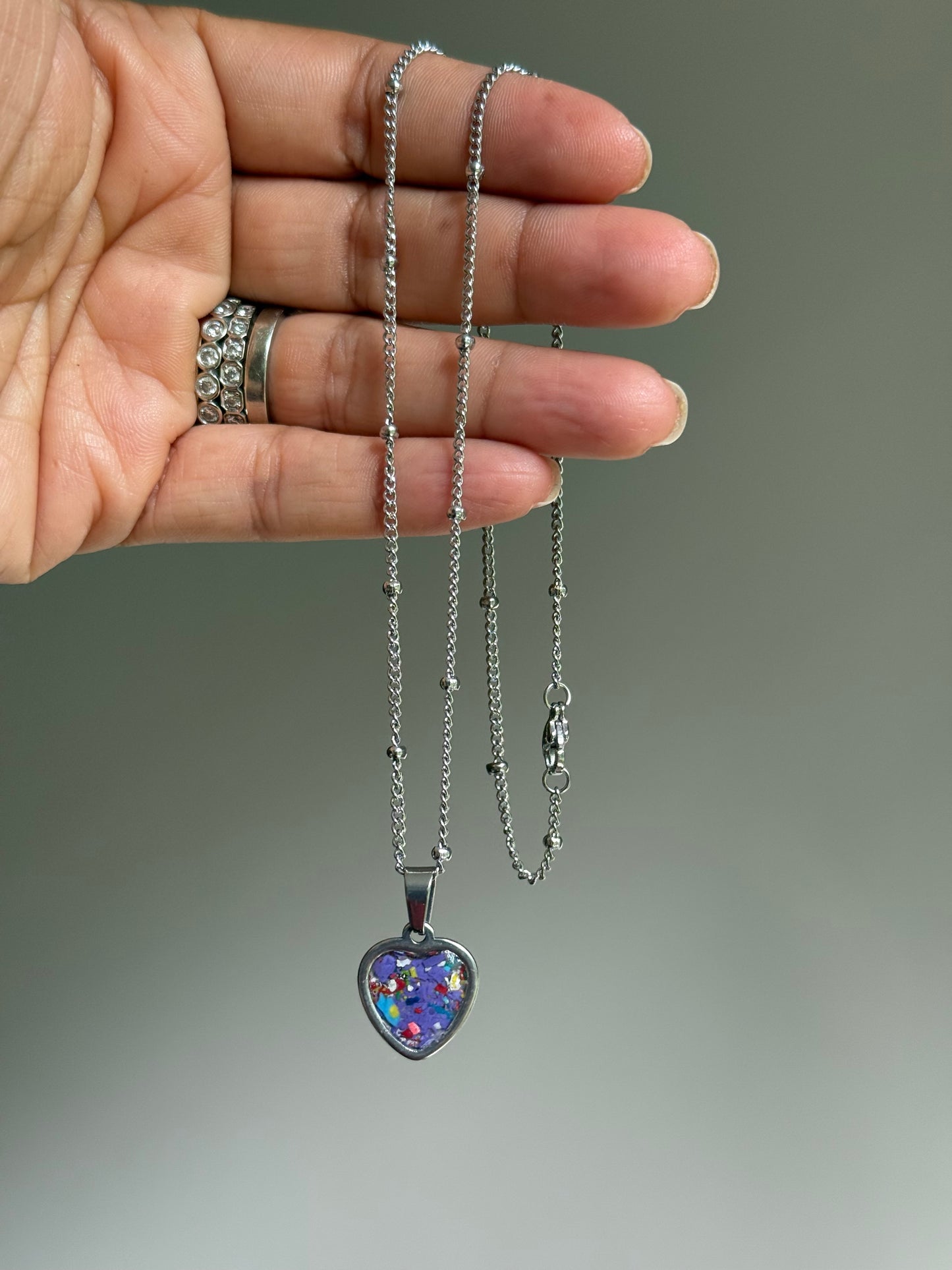 Sarai Small Crayon Heart Pendant (Purples)