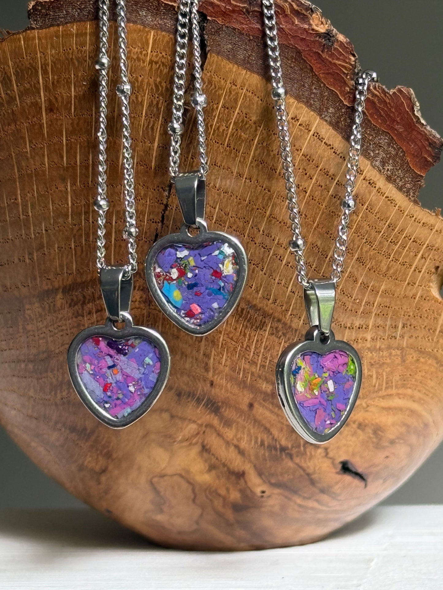 Sarai Small Crayon Heart Pendant (Purples-2)