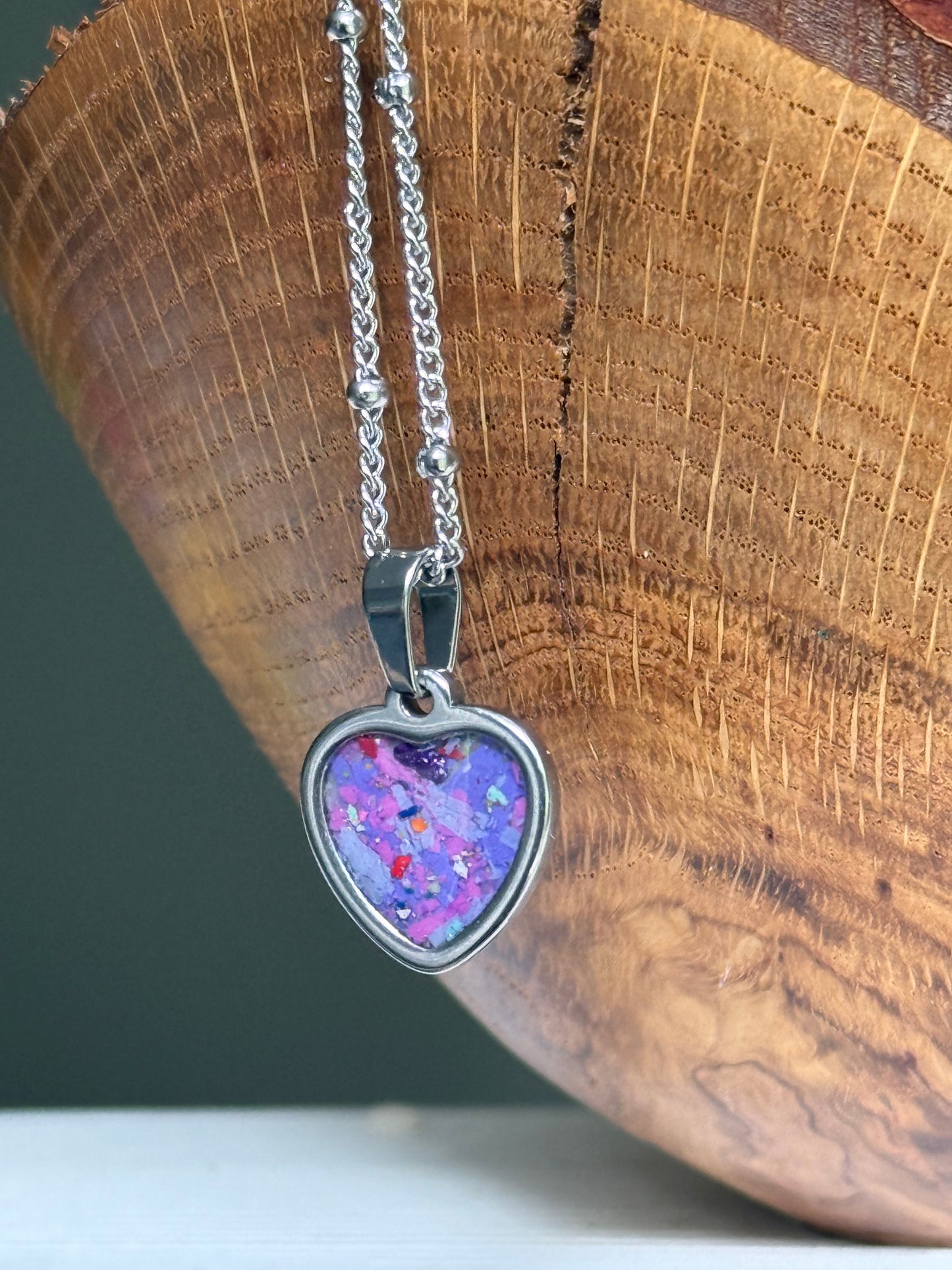 Sarai Small Crayon Heart Pendant (Purples-2)