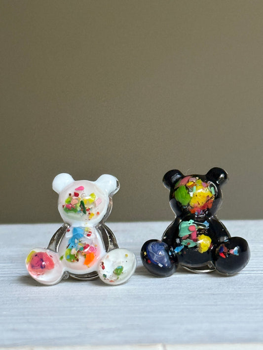 Crayon Bear Push Pin (Black & White)