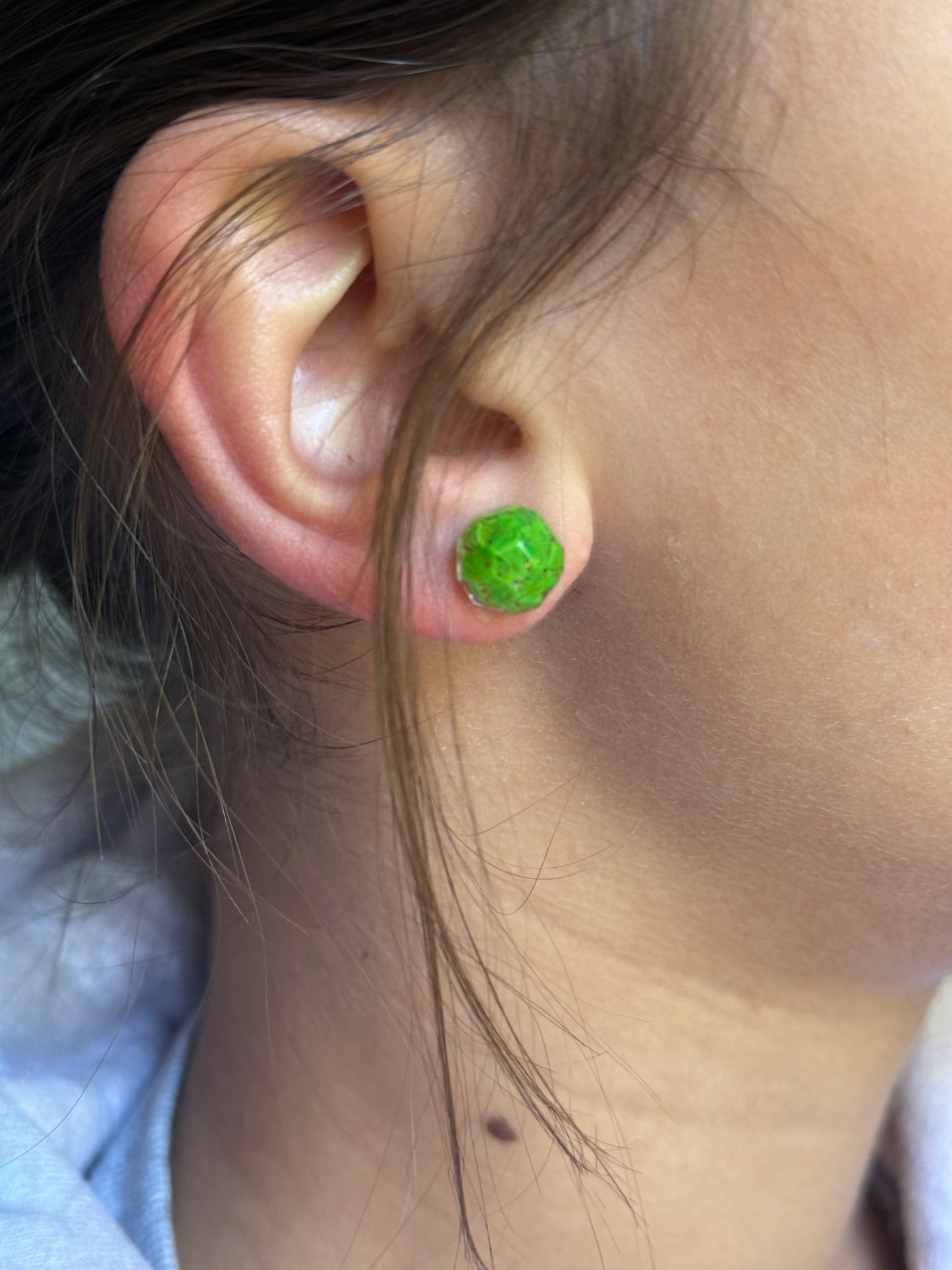 Neon Green Round Studs