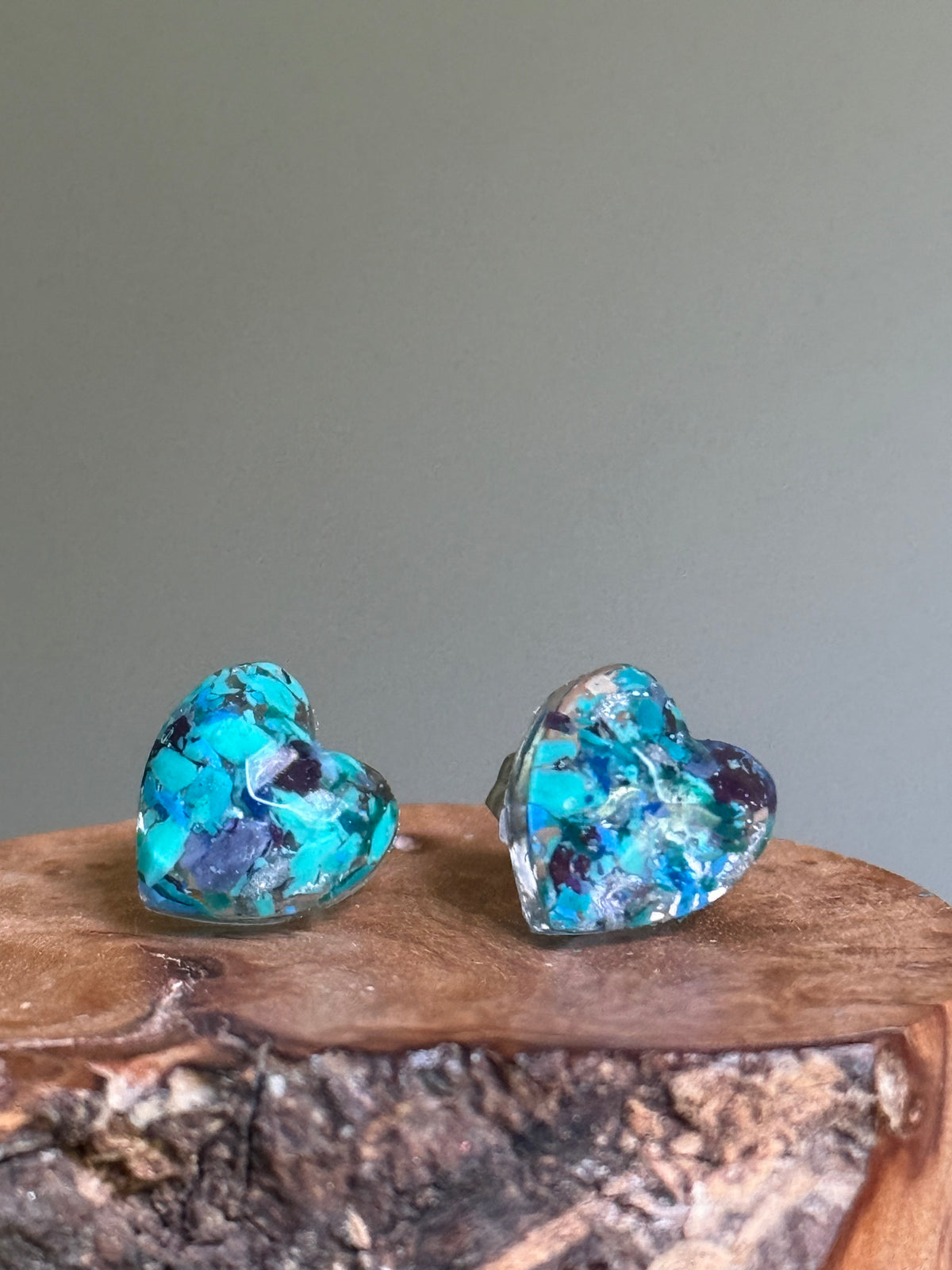 Deep Blue Heart Studs