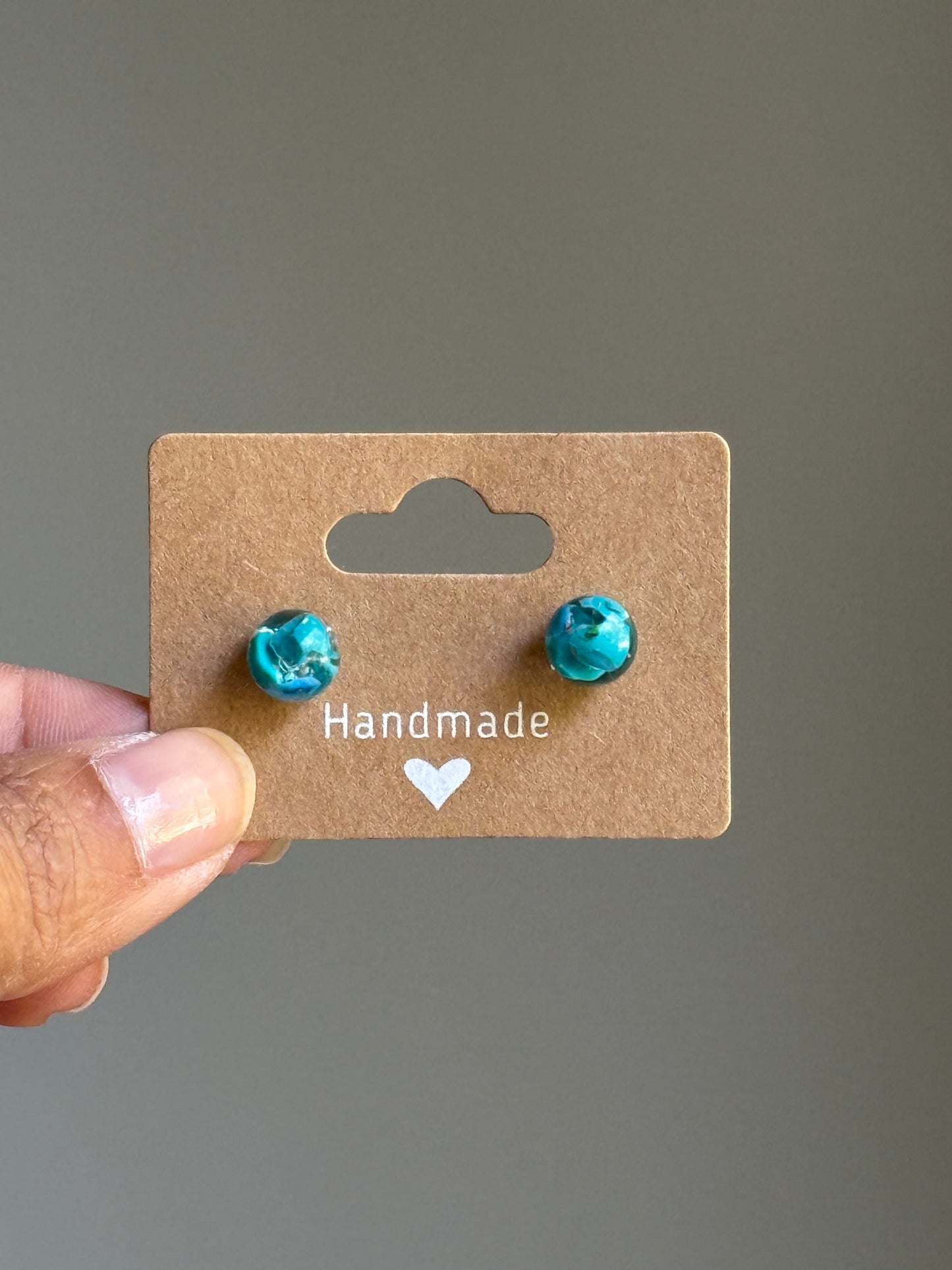 Small Crayon Globe Studs (Caribbean Blue)
