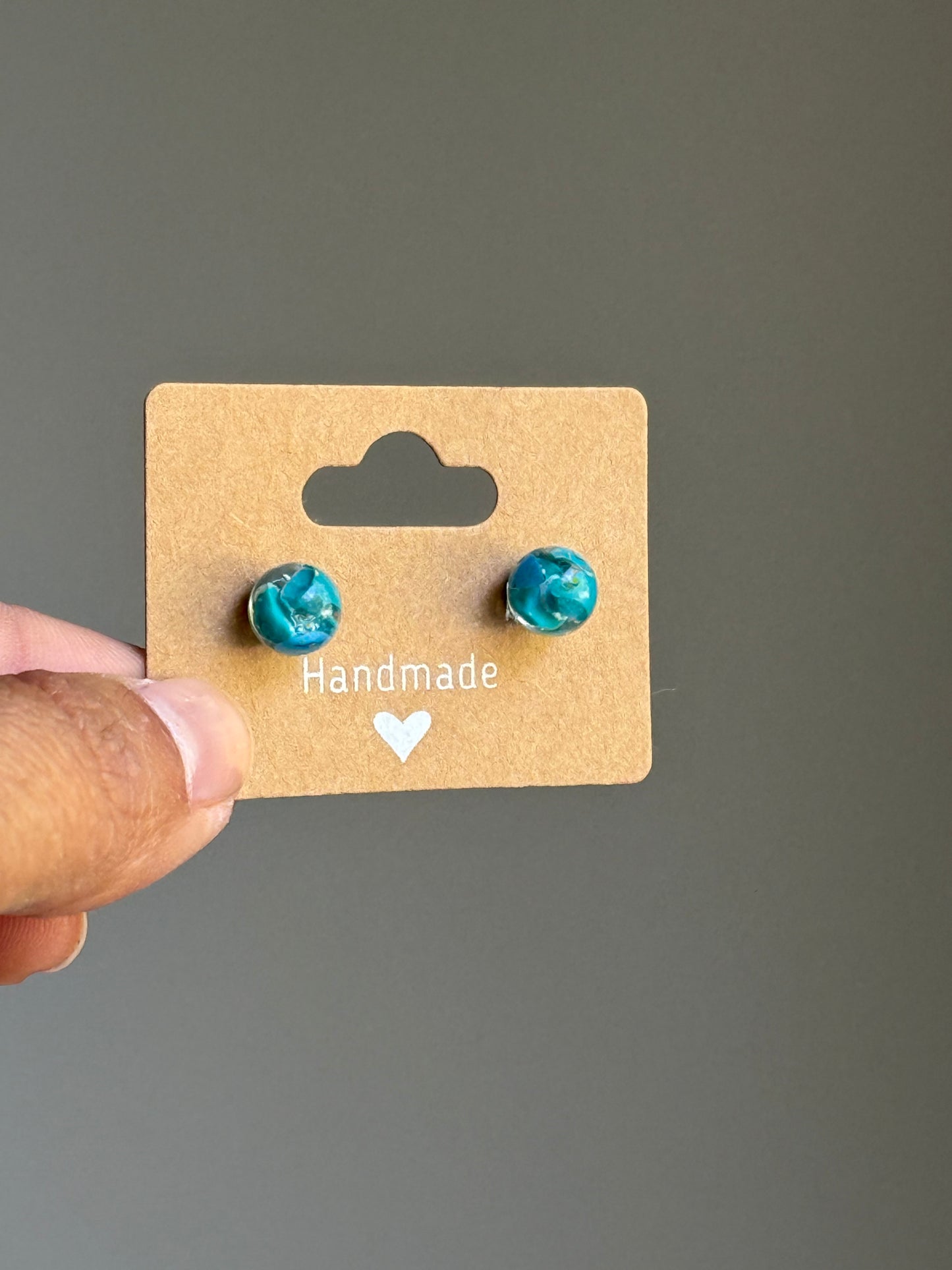 Small Crayon Globe Studs (Caribbean Blue)