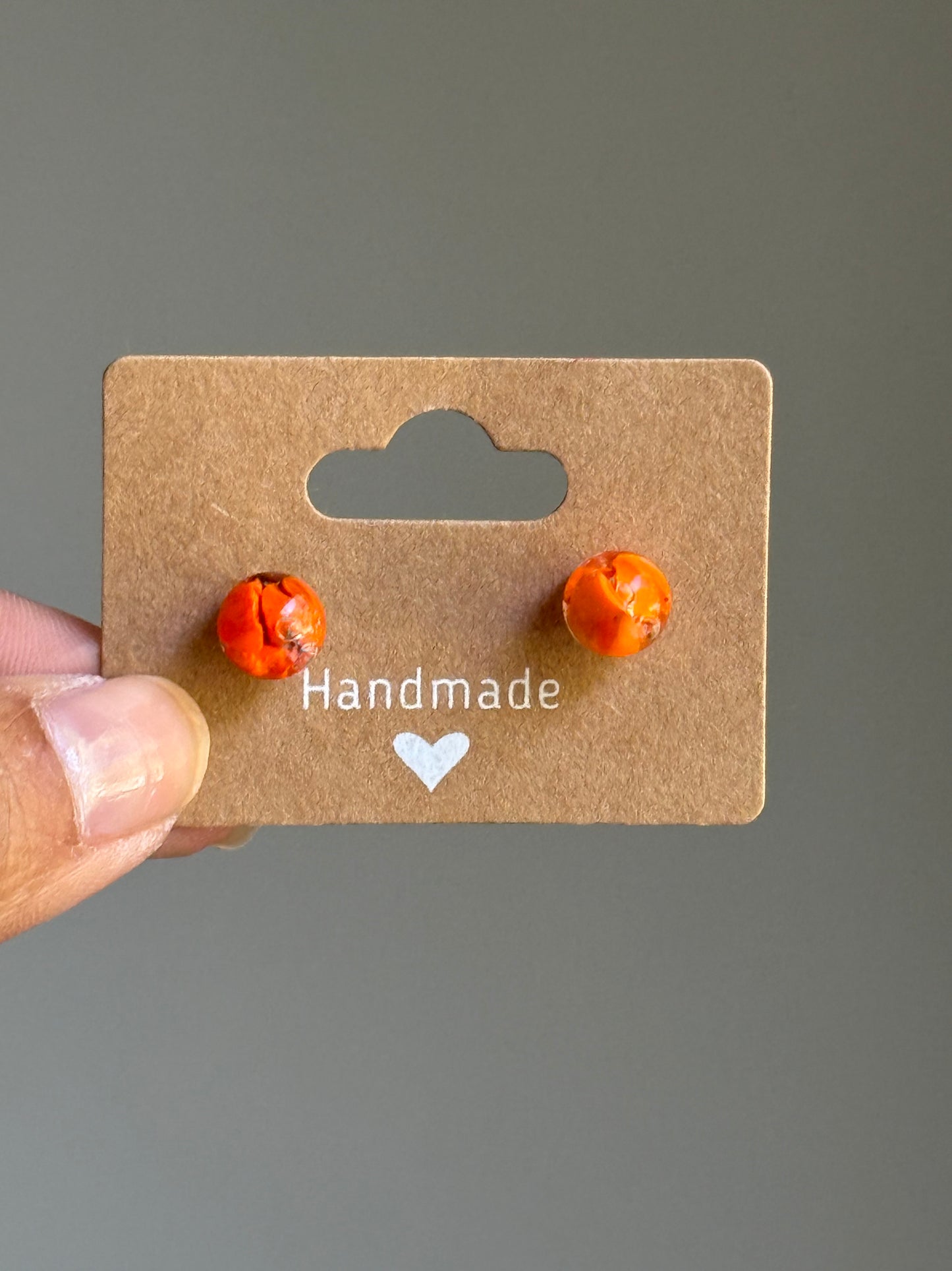 Small Crayon Globe Studs (Orange)