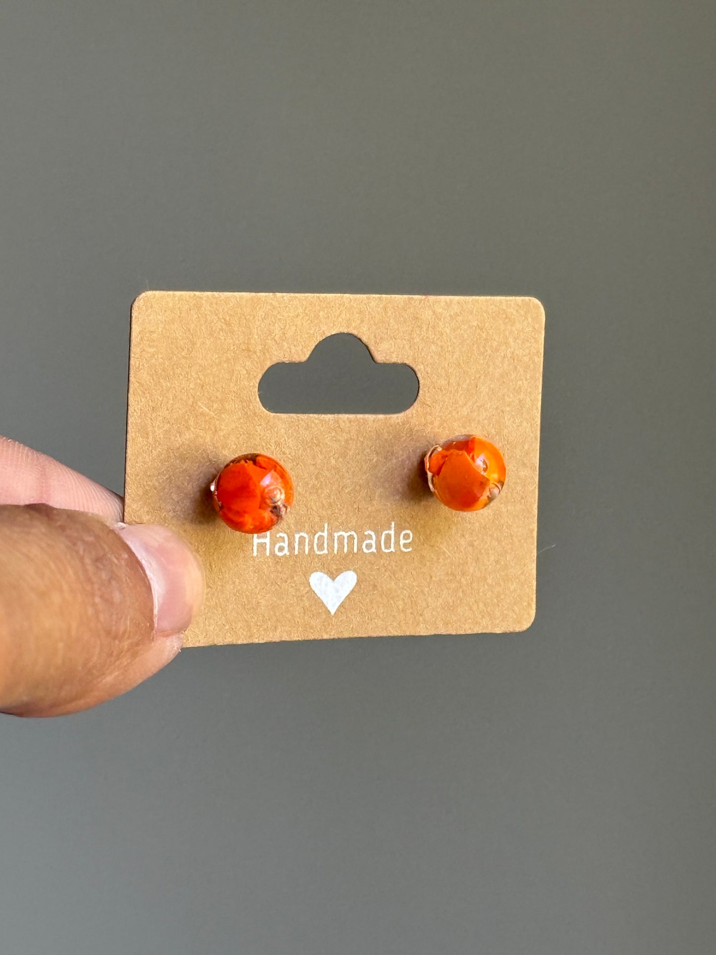 Small Crayon Globe Studs (Orange)