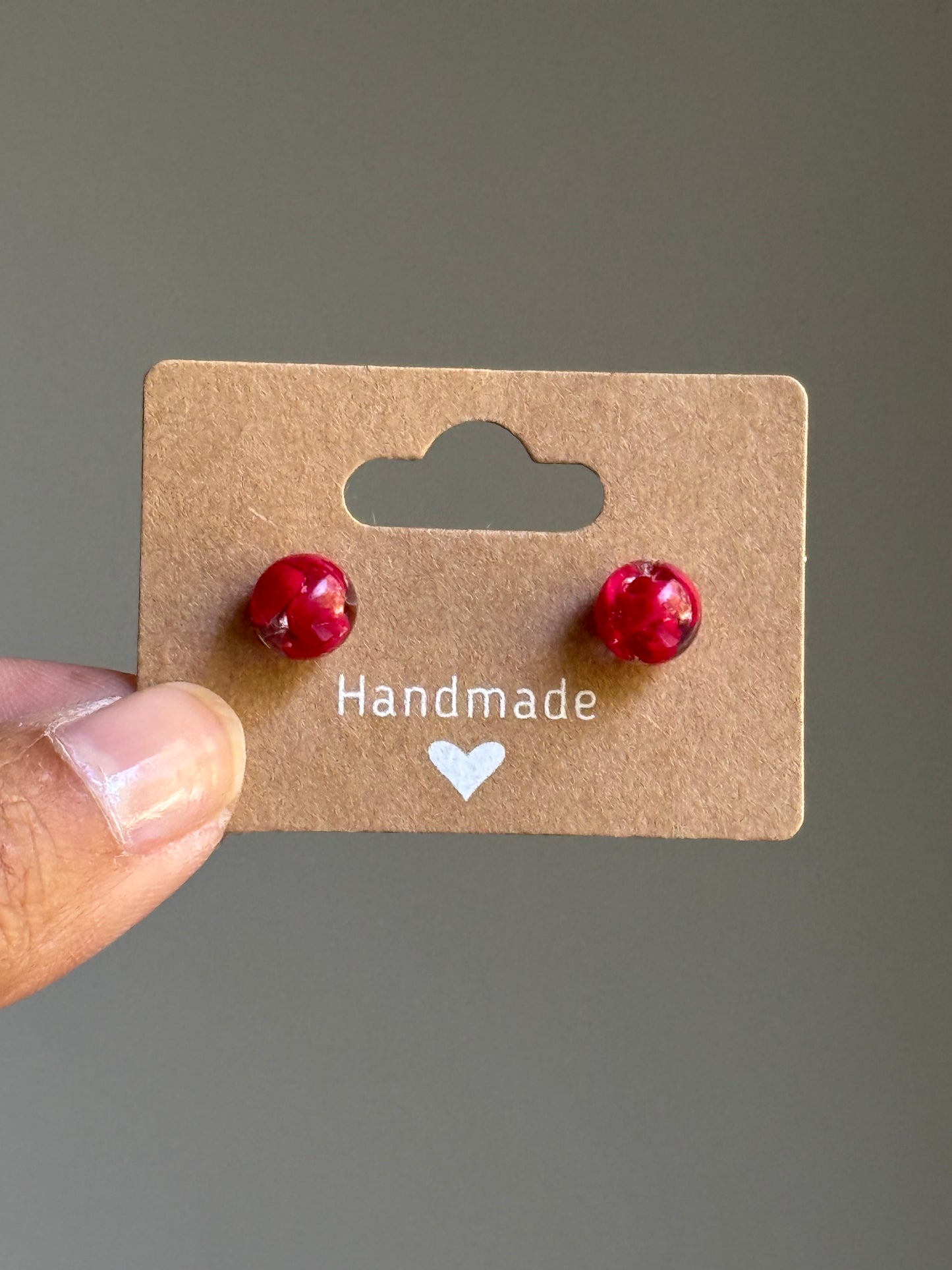 Small Crayon Globe Studs (Reds)