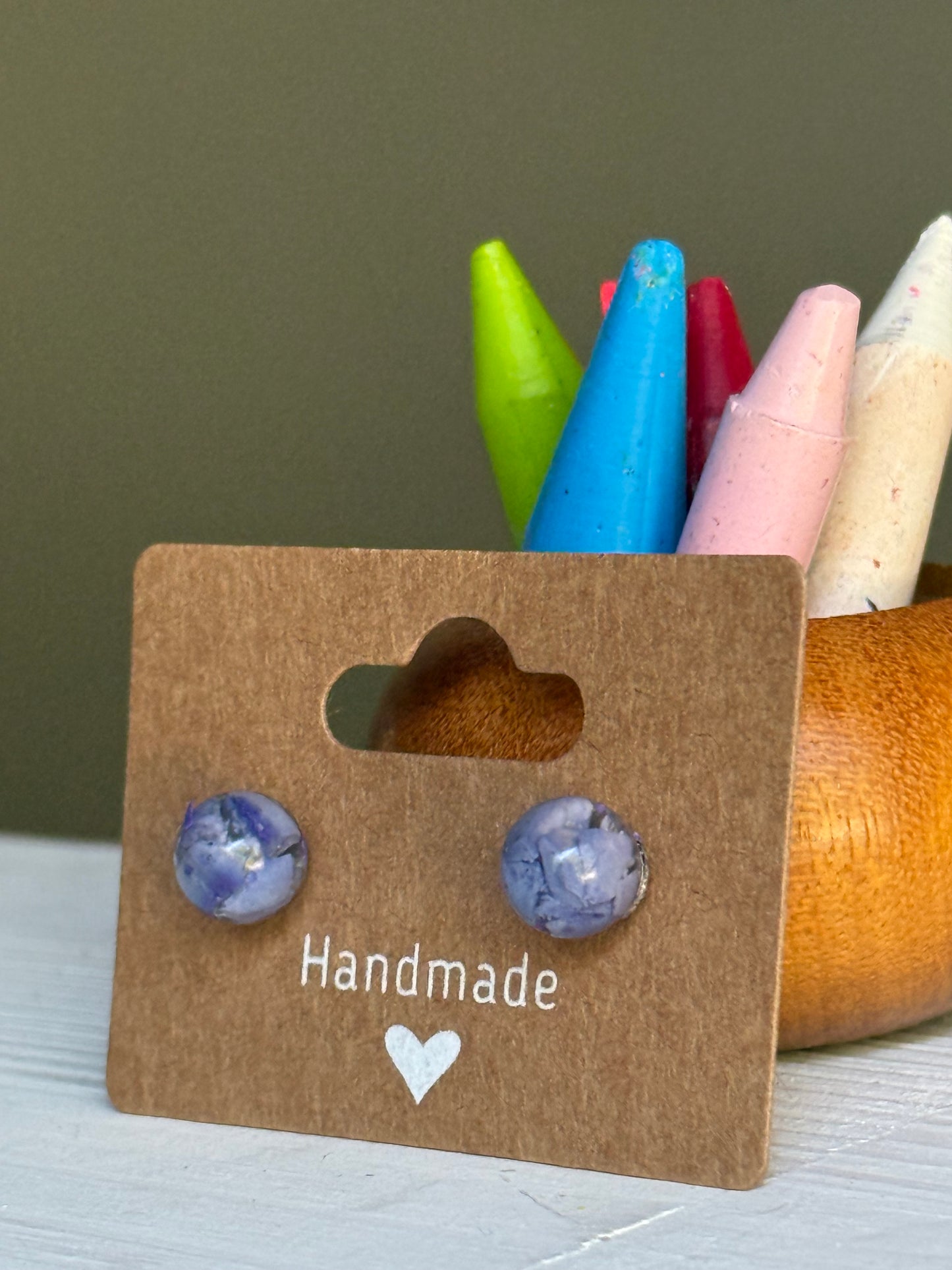 Small Crayon Globe Studs (Lilacs)