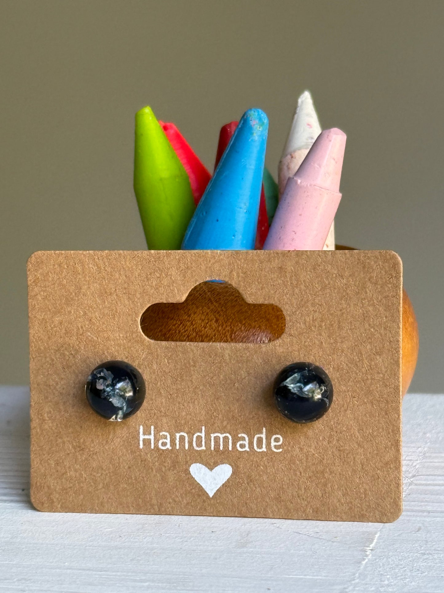 Small Crayon Globe Studs (Black)