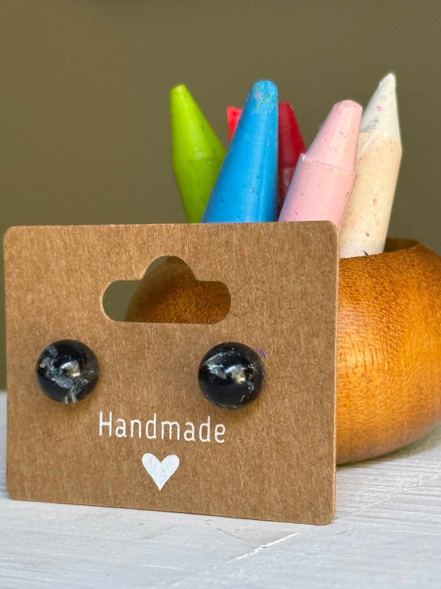 Small Crayon Globe Studs (Black)