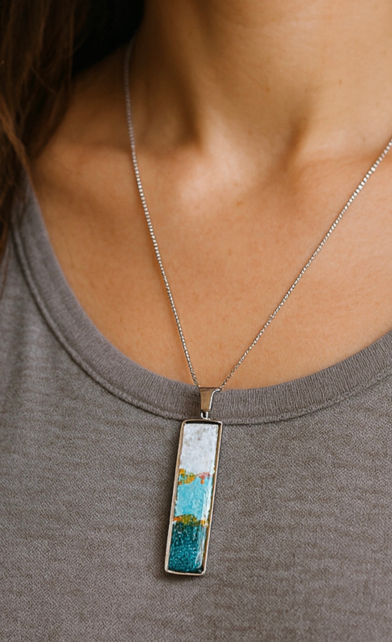 Flocons métalliques - Pendentif rectangulaire