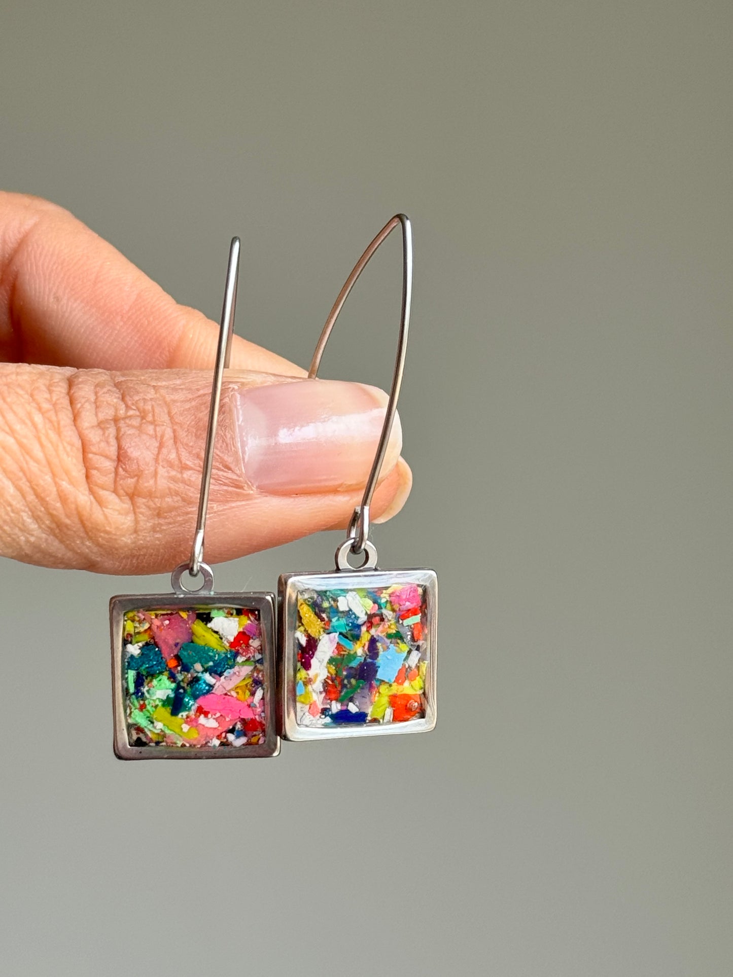 stainless steel earrings crafted with crayons by crayonfetti