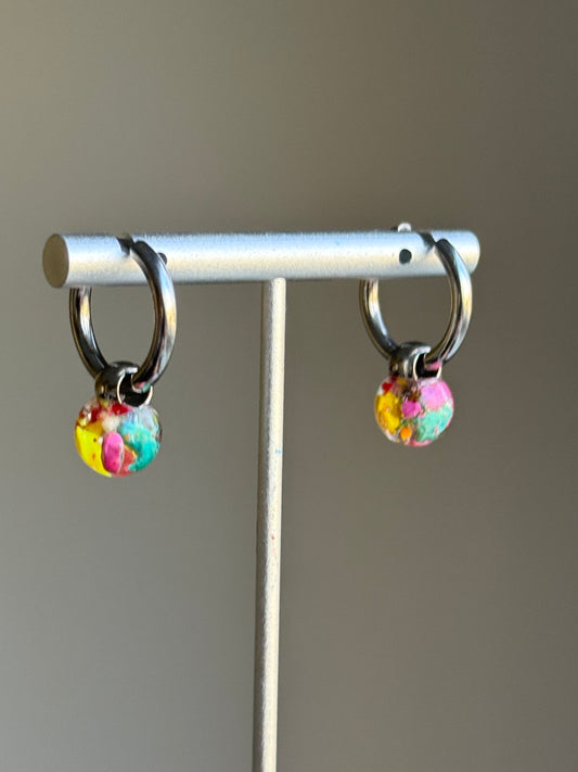 Multicolored Globe Hoops