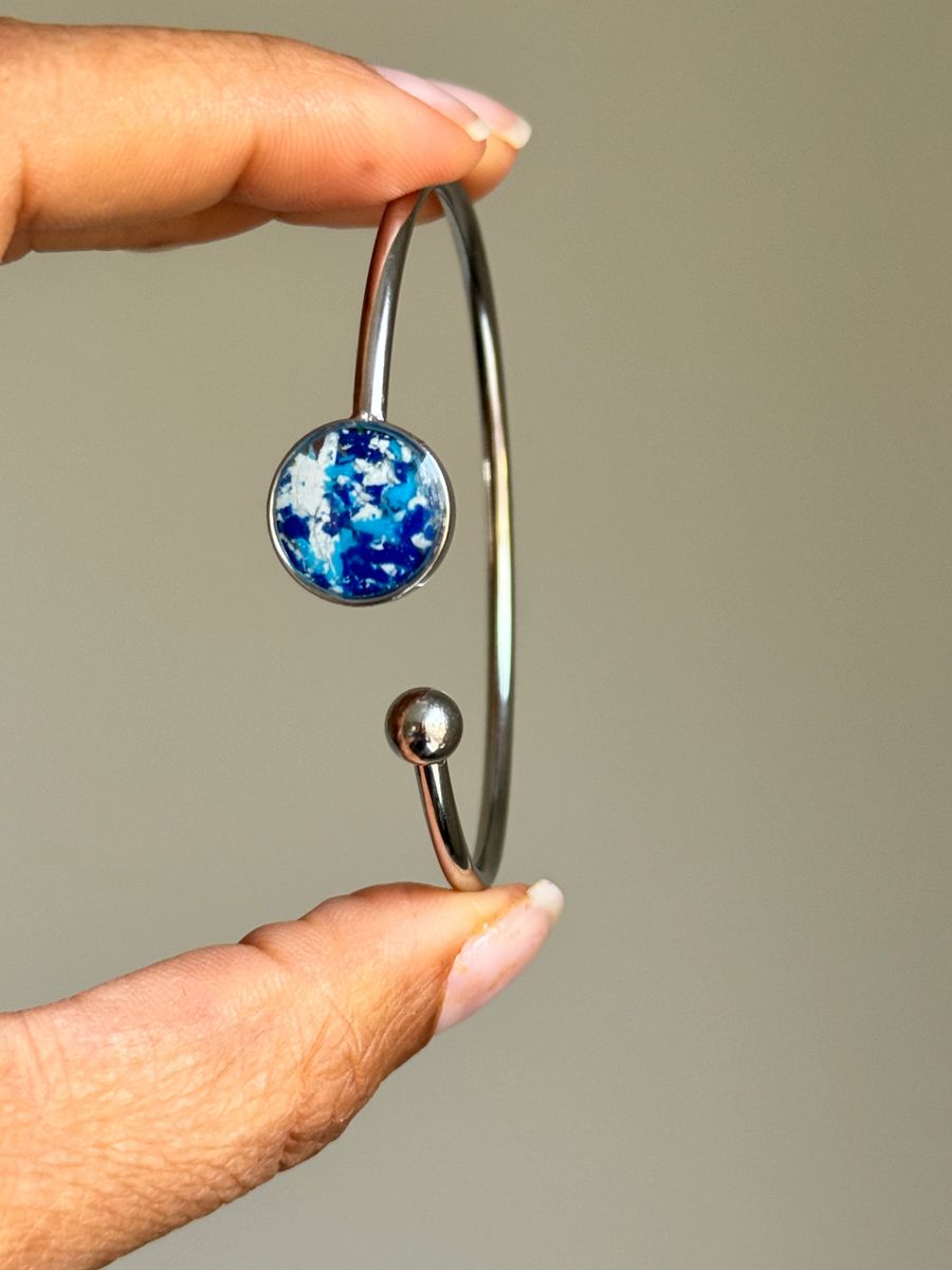 stainless steel cuff bracelet crafted with crayons by crayonfetti