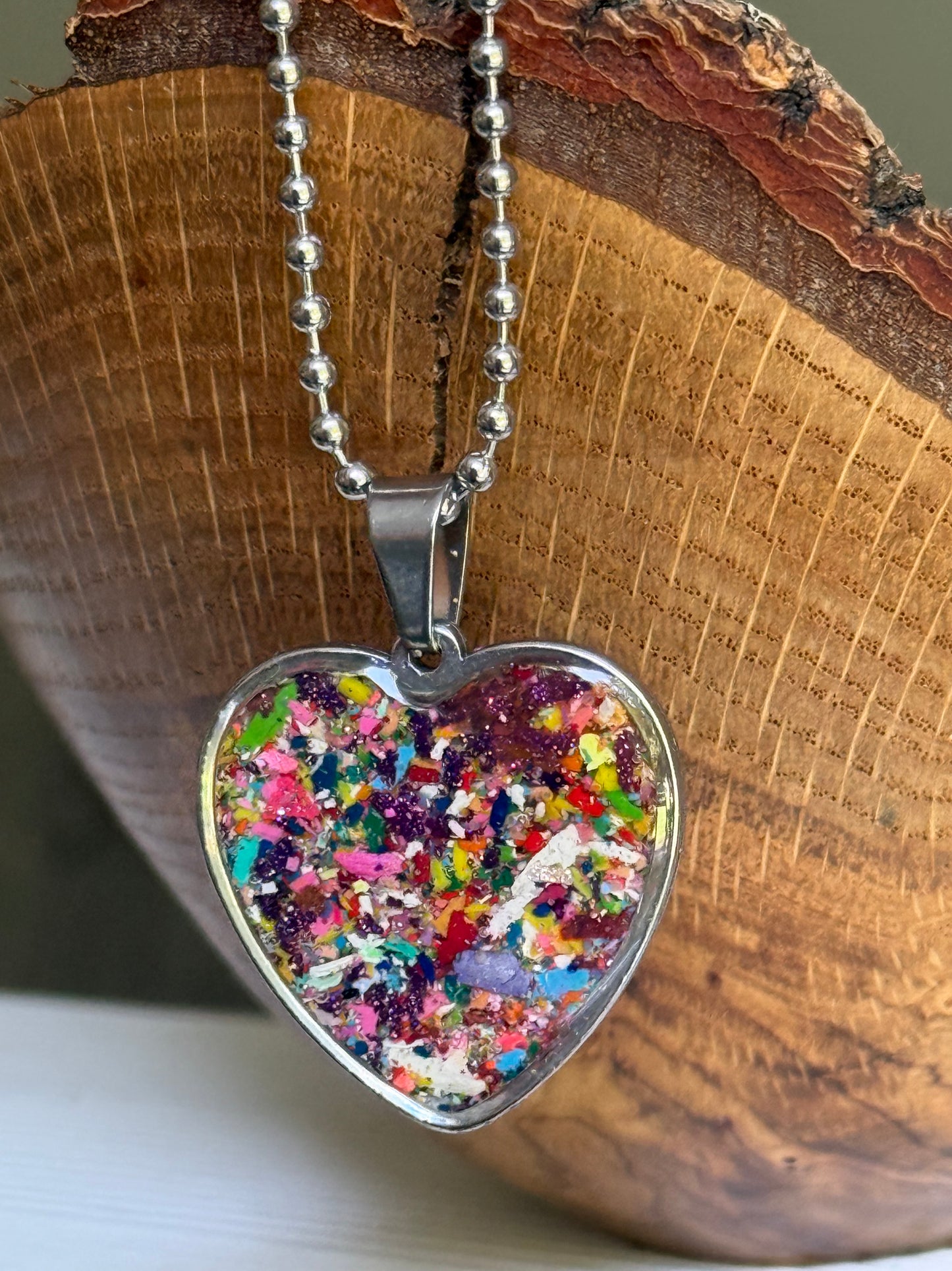 Joy Crayon Heart Pendant (Metallic Purples)