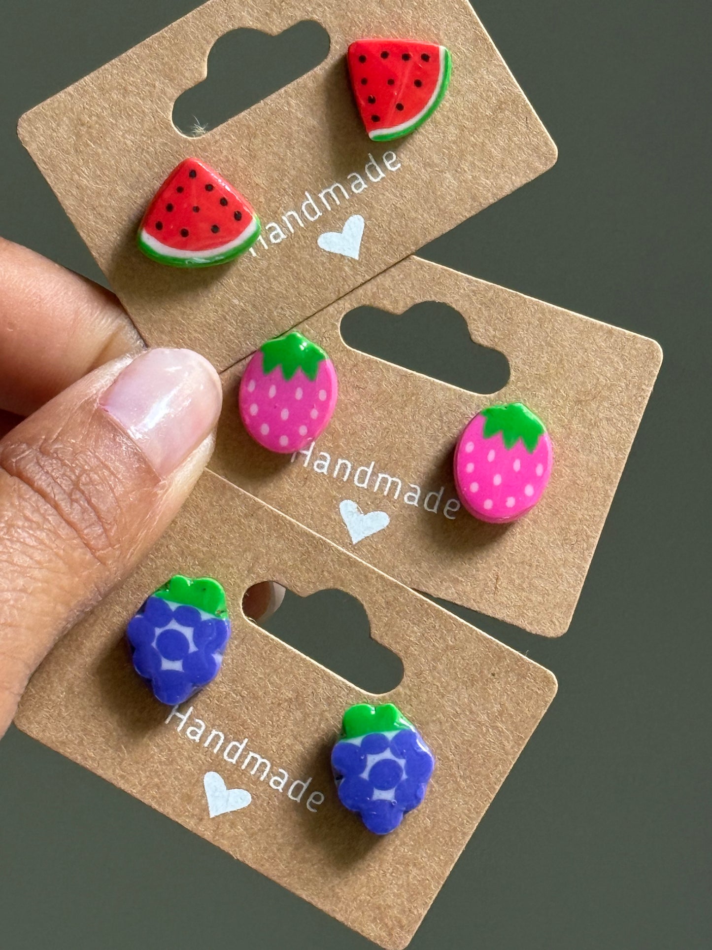 Strawberry eraser studs