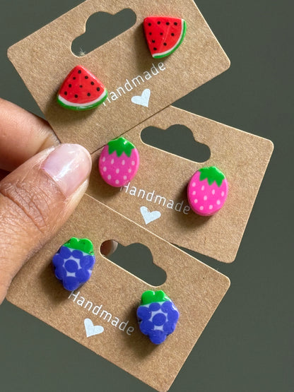 Strawberry eraser studs