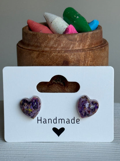 Small Heart Studs (Dark Purples)