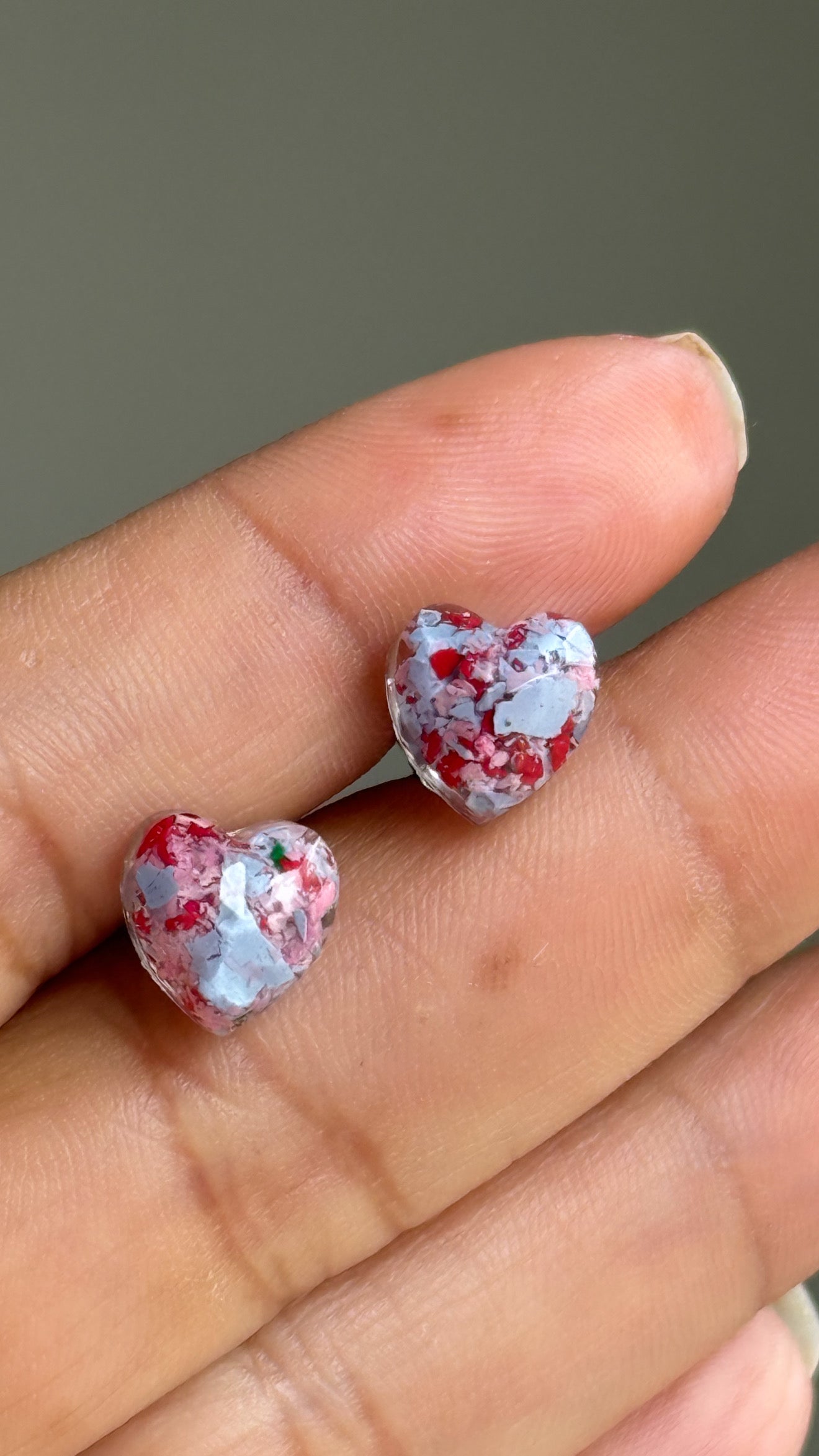 Small Resin Heart Studs (Love)