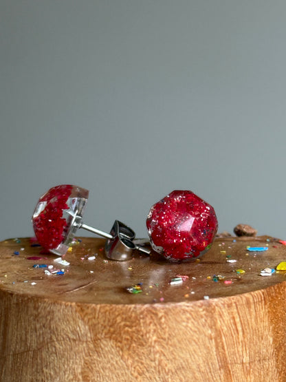 Small Round Studs (Metallic Red))