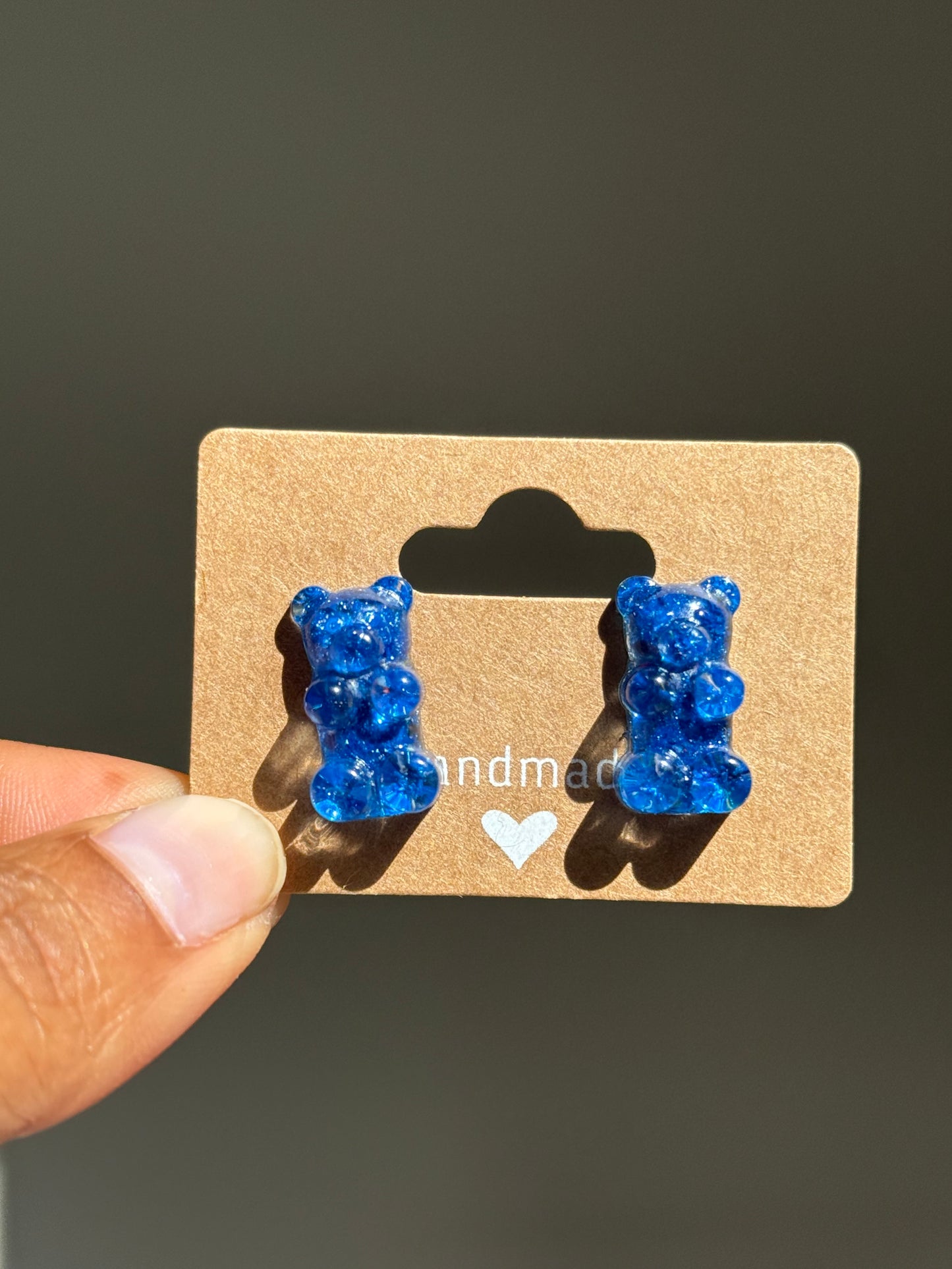 Crayon Gummy Bear Studs (mtallic blue)