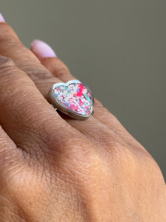 Crayon Heart Ring (Pinks White Blue)