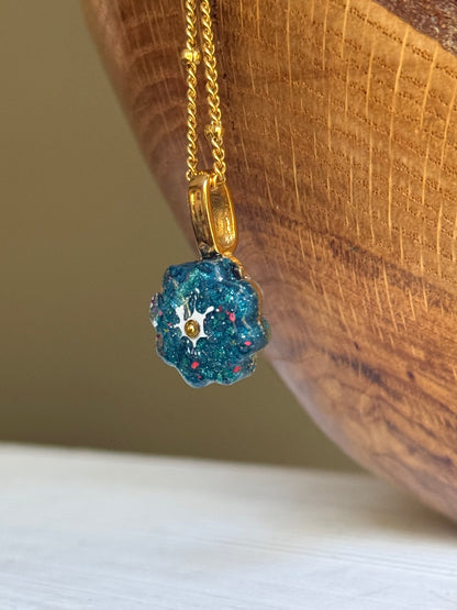 Crayon Bloom Pendant (Metallic Turquoise - Gold Plated)