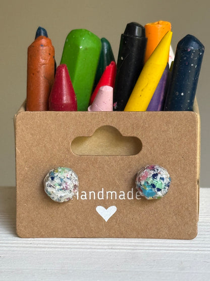 Small Round) Crayonfetti Studs (Freckled White)